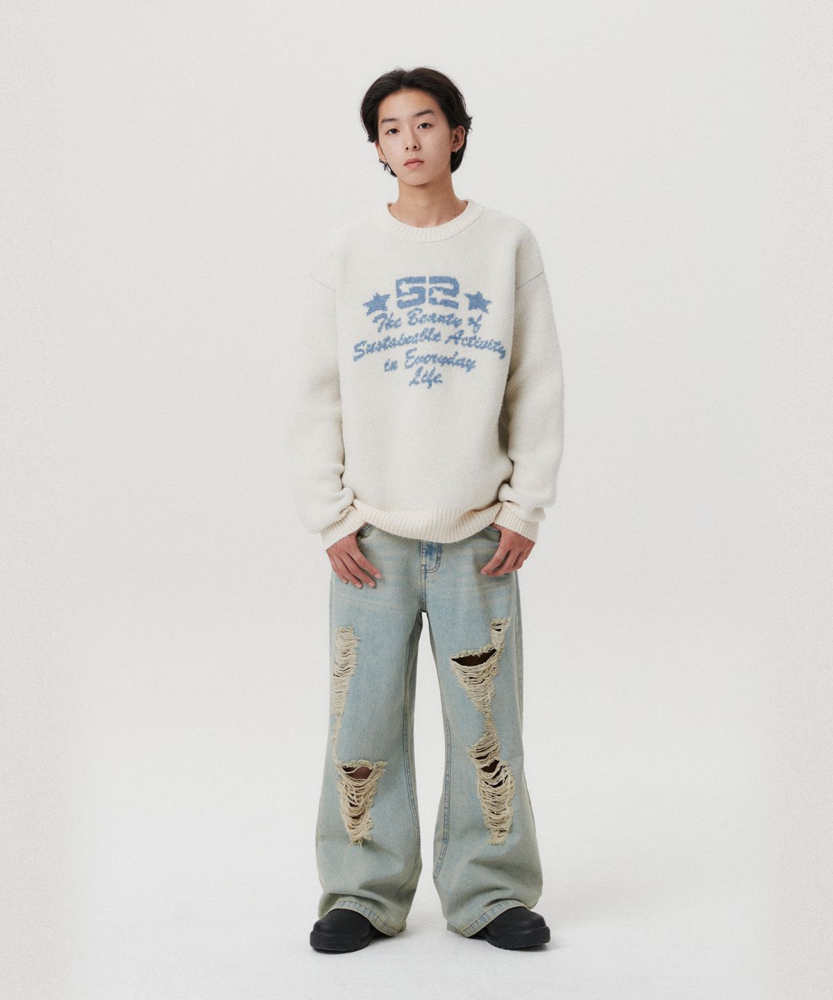 아메스 월드와이드(AMES-WORLDWIDE) 52 JACQUARD SWEATER IVORY(AM2EFUK600A)