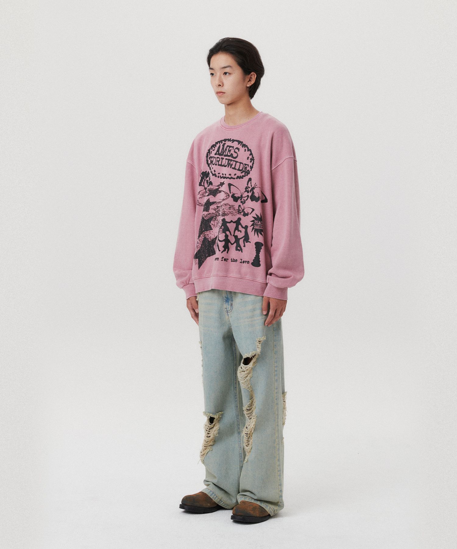 ★AMES-WORLDWIDE★GRAPHIC PIGMENT SWEATSHIRT PINK★正規品 MUSINSA | AMES-WORLDWIDE GRAPHIC PIGMENT SWEATSHIRT PINK