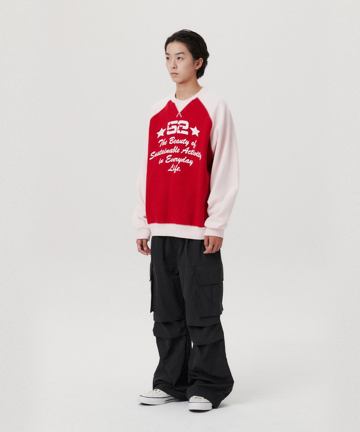 아메스 월드와이드(AMES-WORLDWIDE) LOGO TYPO RAGLAN SWEATSHIRT RED(AM2EFUM442A)
