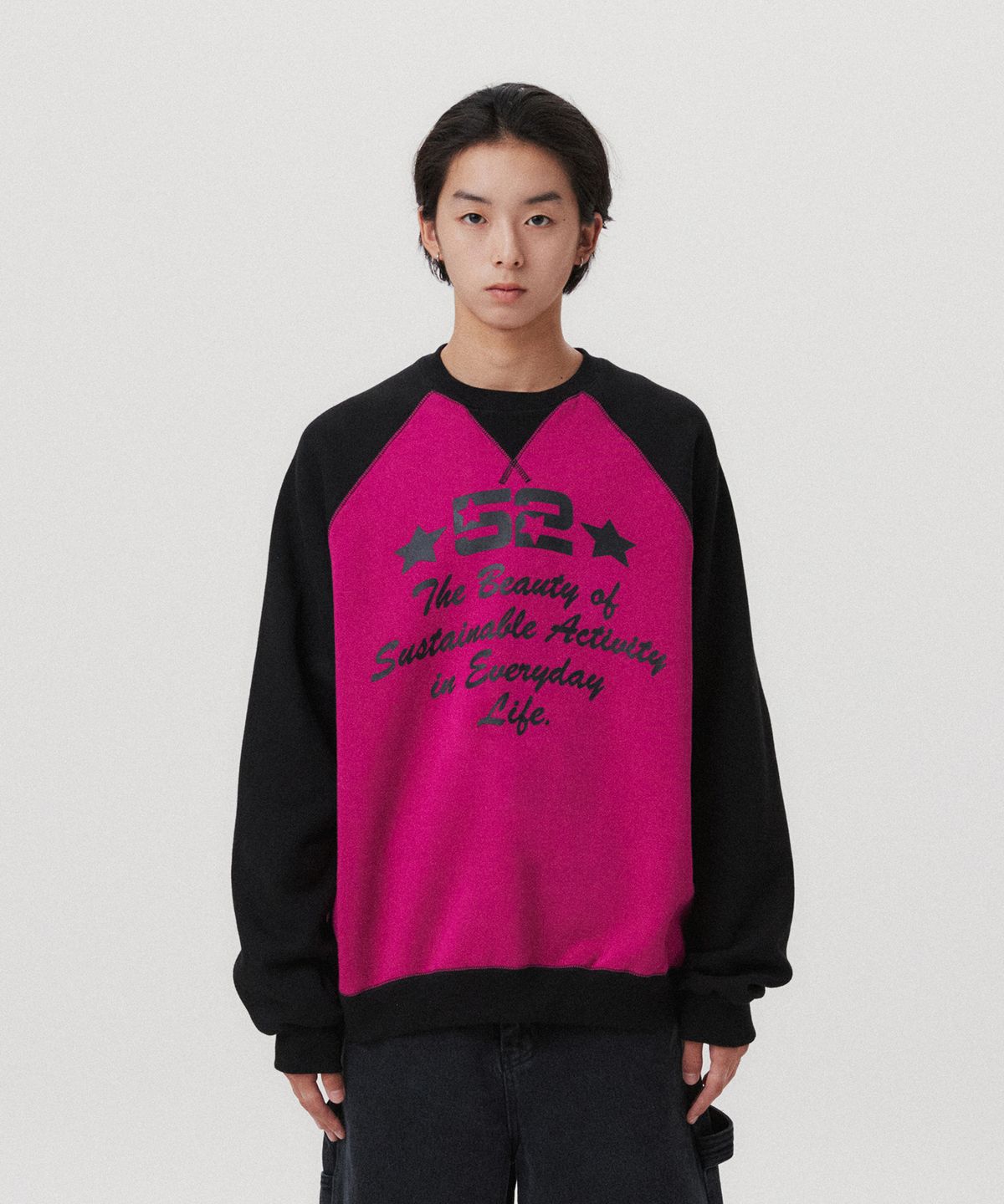 아메스 월드와이드(AMES-WORLDWIDE) LOGO TYPO RAGLAN SWEATSHIRT PINK(AM2EFUM442A)