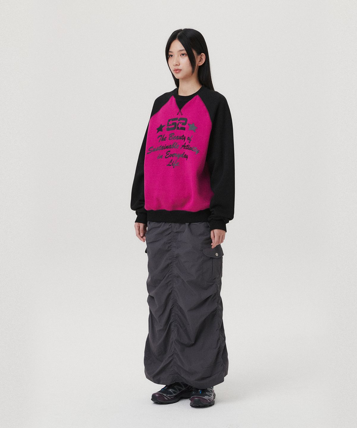 아메스 월드와이드(AMES-WORLDWIDE) LOGO TYPO RAGLAN SWEATSHIRT PINK(AM2EFUM442A)