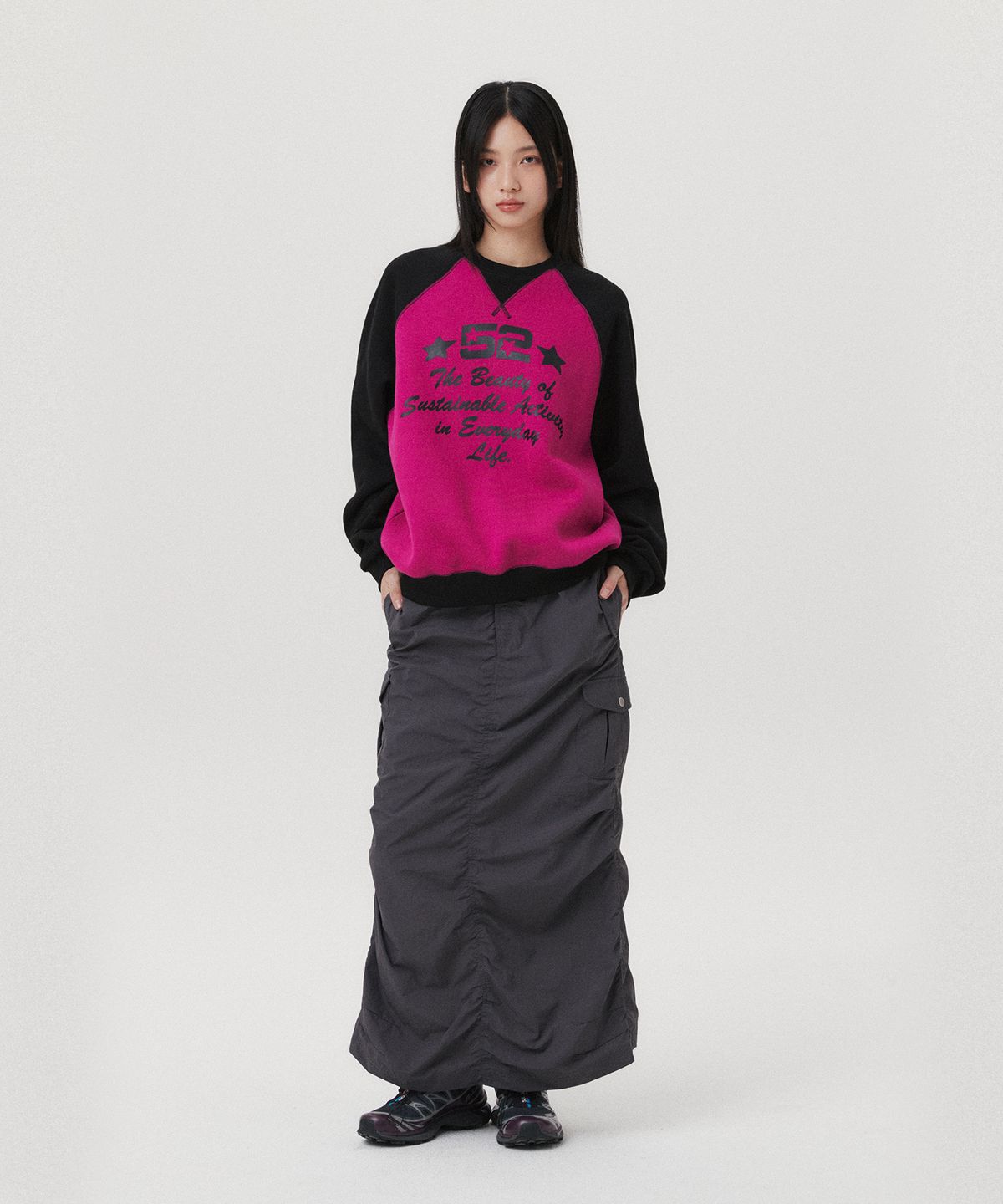 아메스 월드와이드(AMES-WORLDWIDE) LOGO TYPO RAGLAN SWEATSHIRT PINK(AM2EFUM442A)