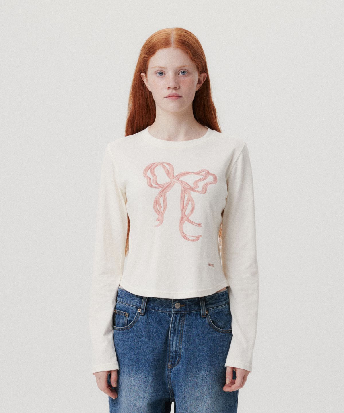 아메스 월드와이드(AMES-WORLDWIDE) RIBBON GRAPHIC LS TEE CREAM