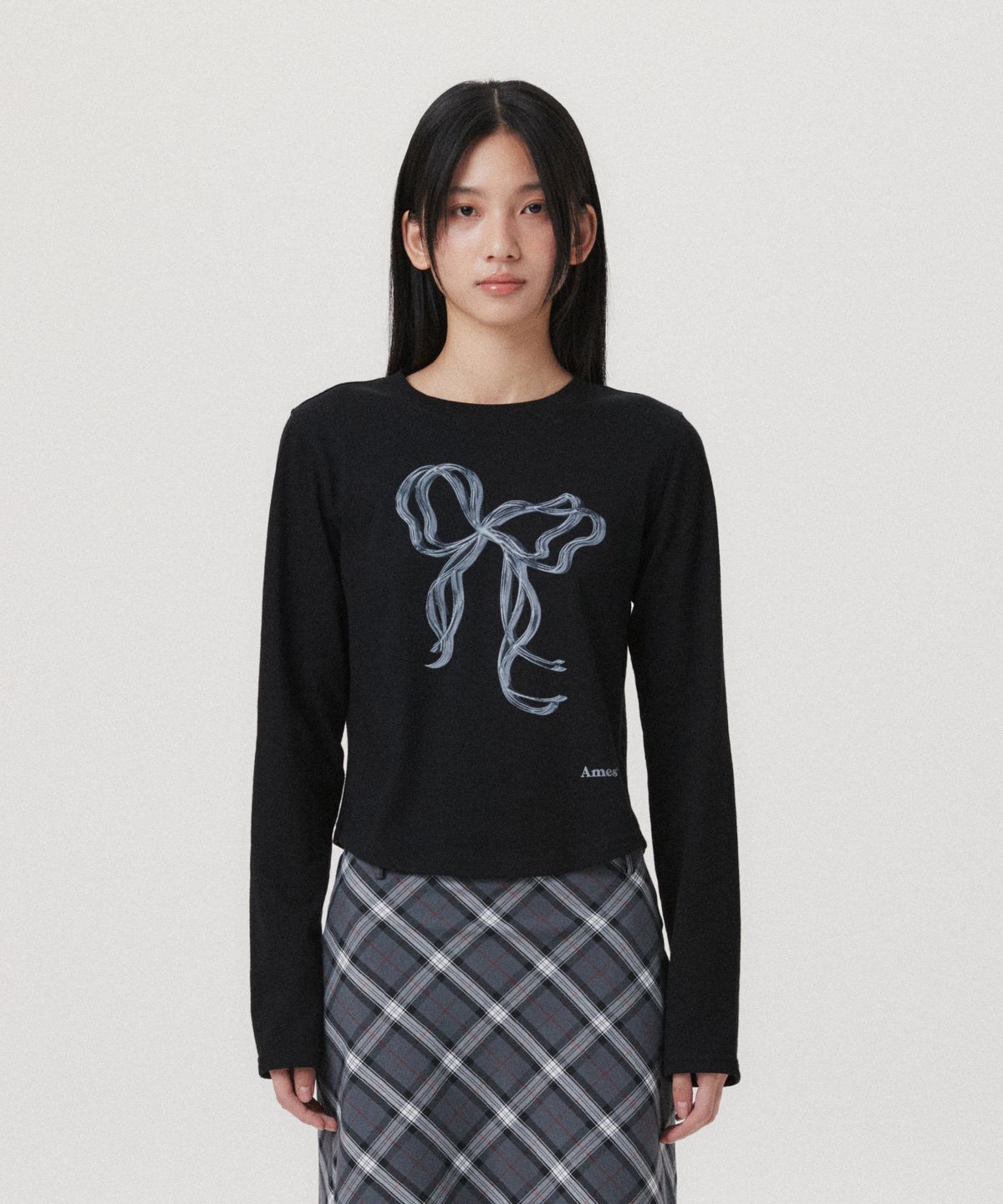 아메스 월드와이드(AMES-WORLDWIDE) RIBBON GRAPHIC LS TEE BLACK