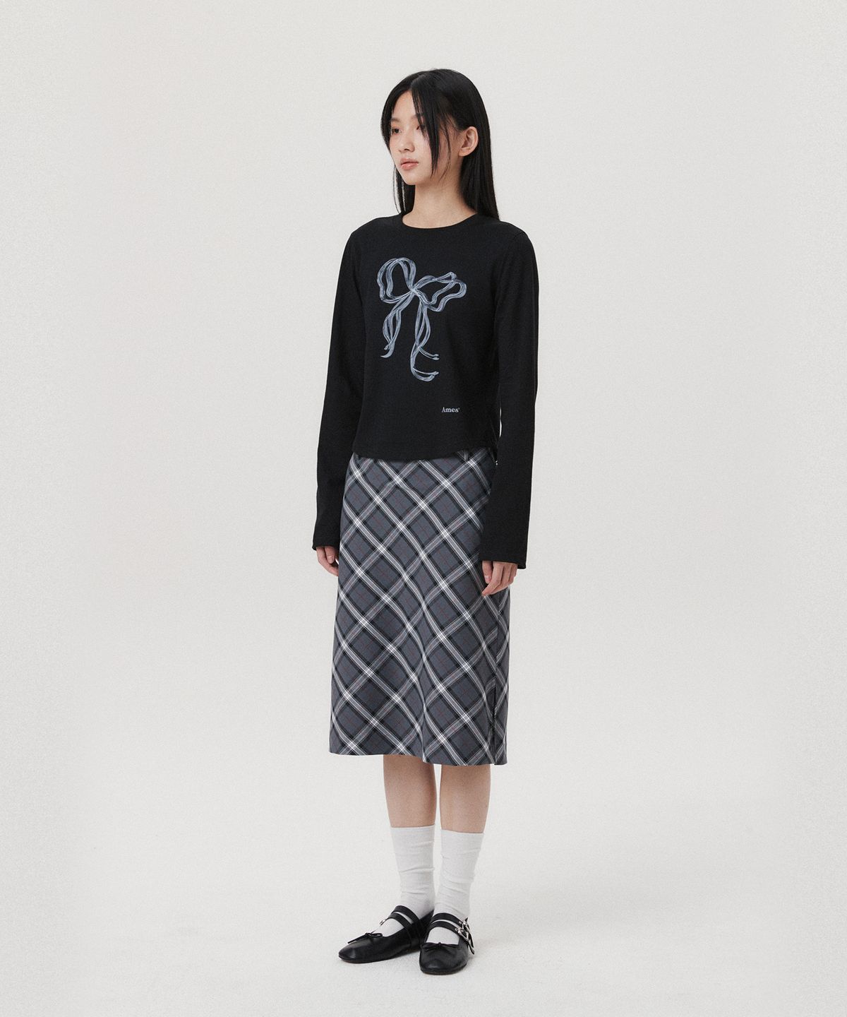 아메스 월드와이드(AMES-WORLDWIDE) RIBBON GRAPHIC LS TEE BLACK