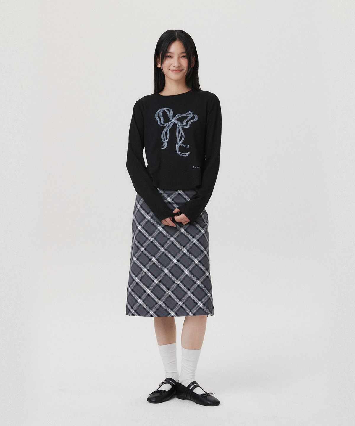 아메스 월드와이드(AMES-WORLDWIDE) RIBBON GRAPHIC LS TEE BLACK