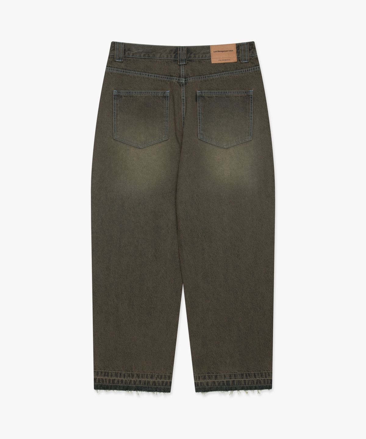 엘엠씨(LMC) CURVED RAW EDGE DENIM WIDE JEAN dark brown