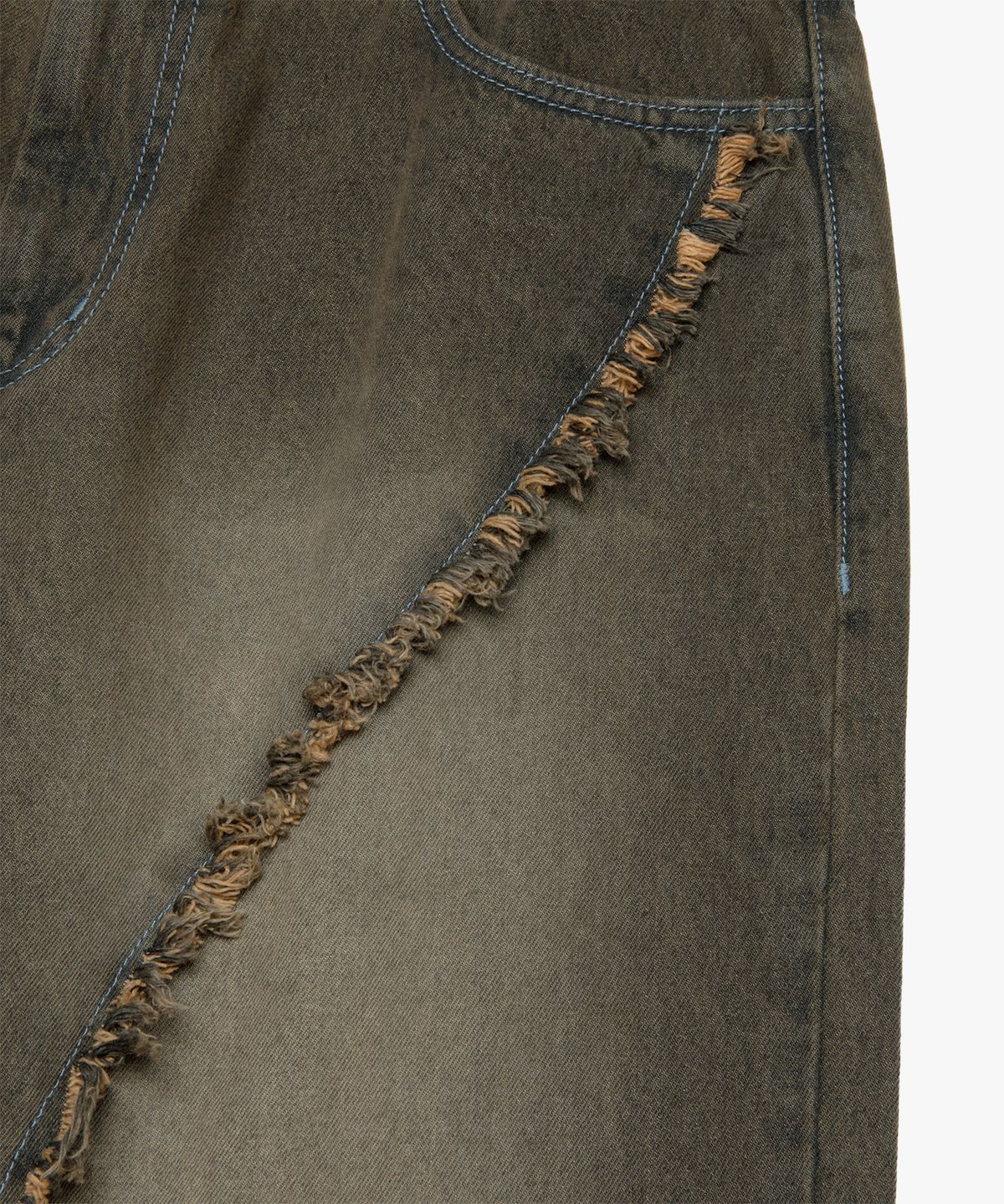 엘엠씨(LMC) CURVED RAW EDGE DENIM WIDE JEAN dark brown