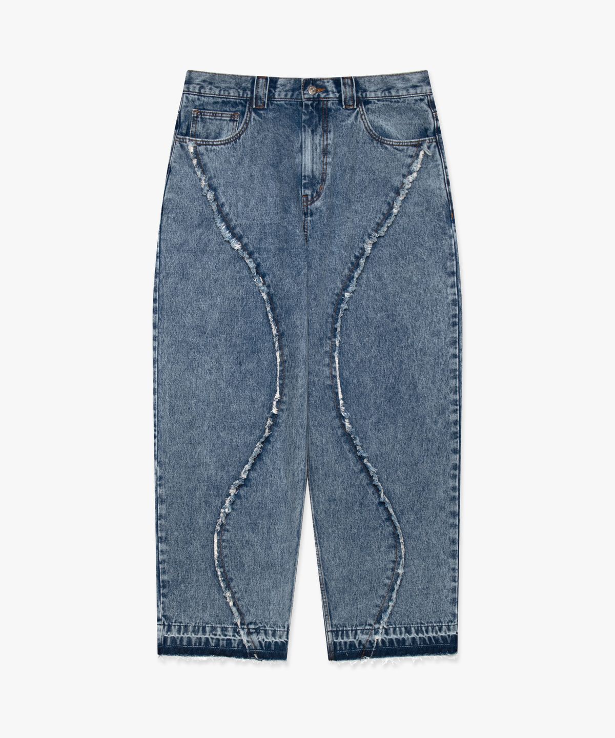 엘엠씨(LMC) CURVED RAW EDGE DENIM WIDE JEAN blue