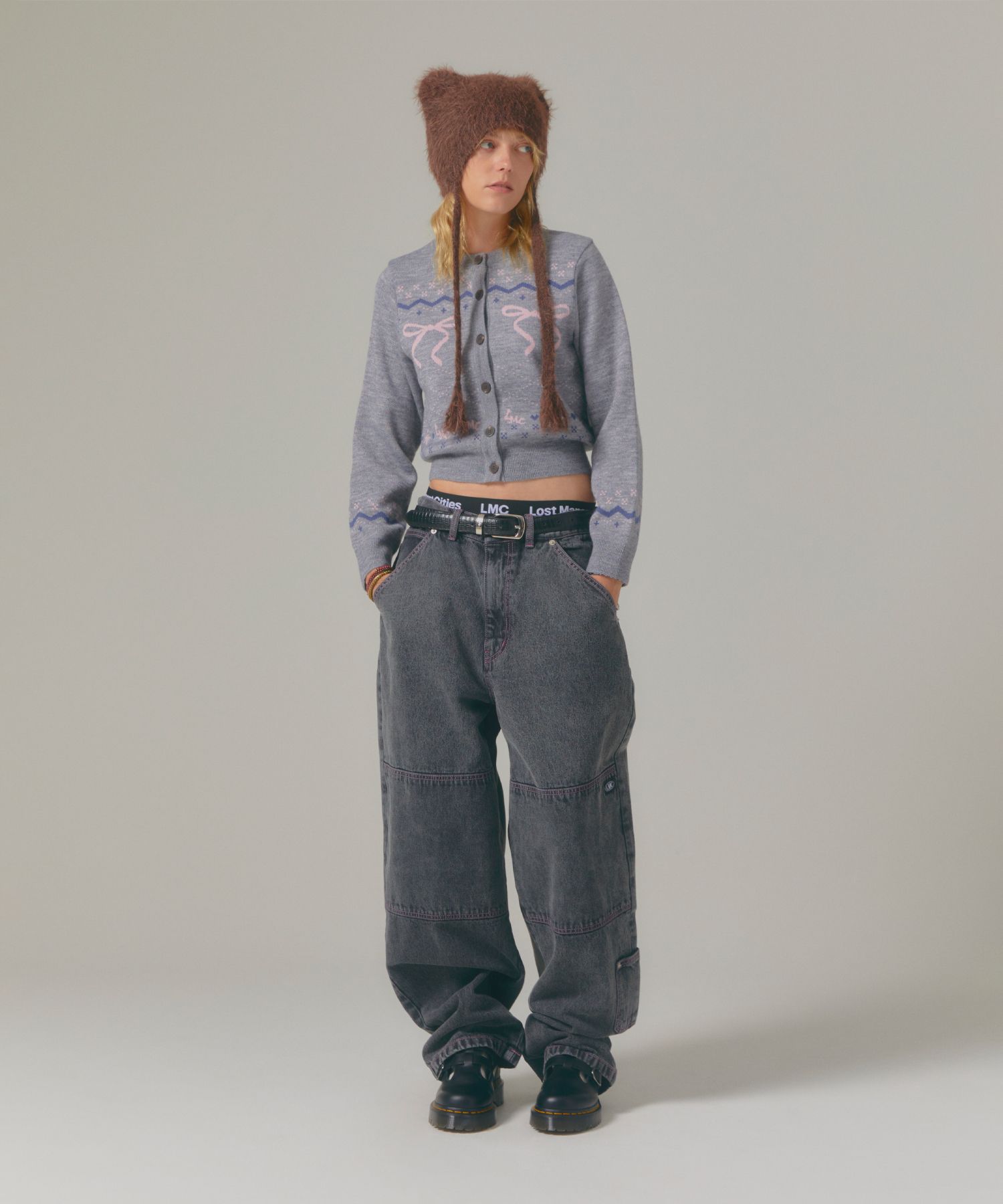 LMC 2Wズボン MUSINSA | LMC CNTRST ST DOUBLE KNEE DENIM PANTS black