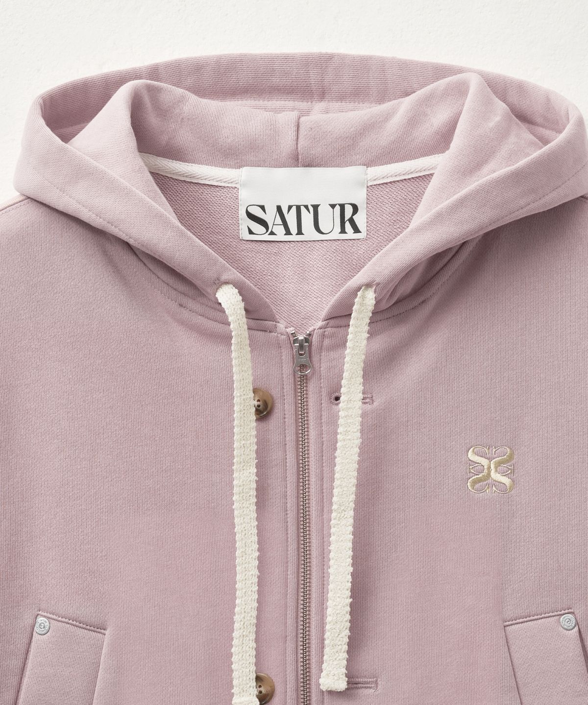 세터(SATUR) 테오 코튼 올 데이 후드 집업 빈티지 로즈