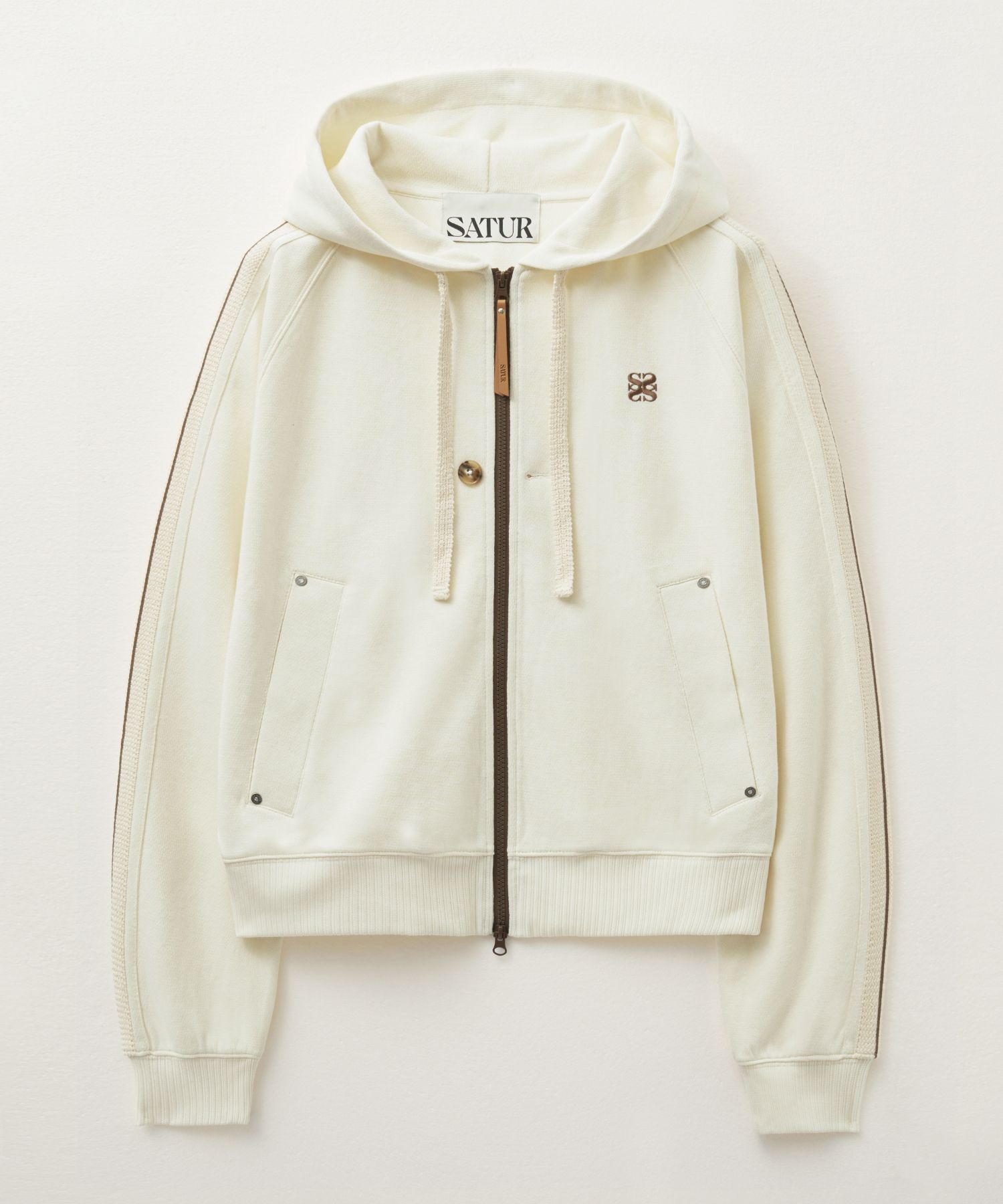 MUSINSA | SATUR Lawton loose fit hooded zip-up resort cream