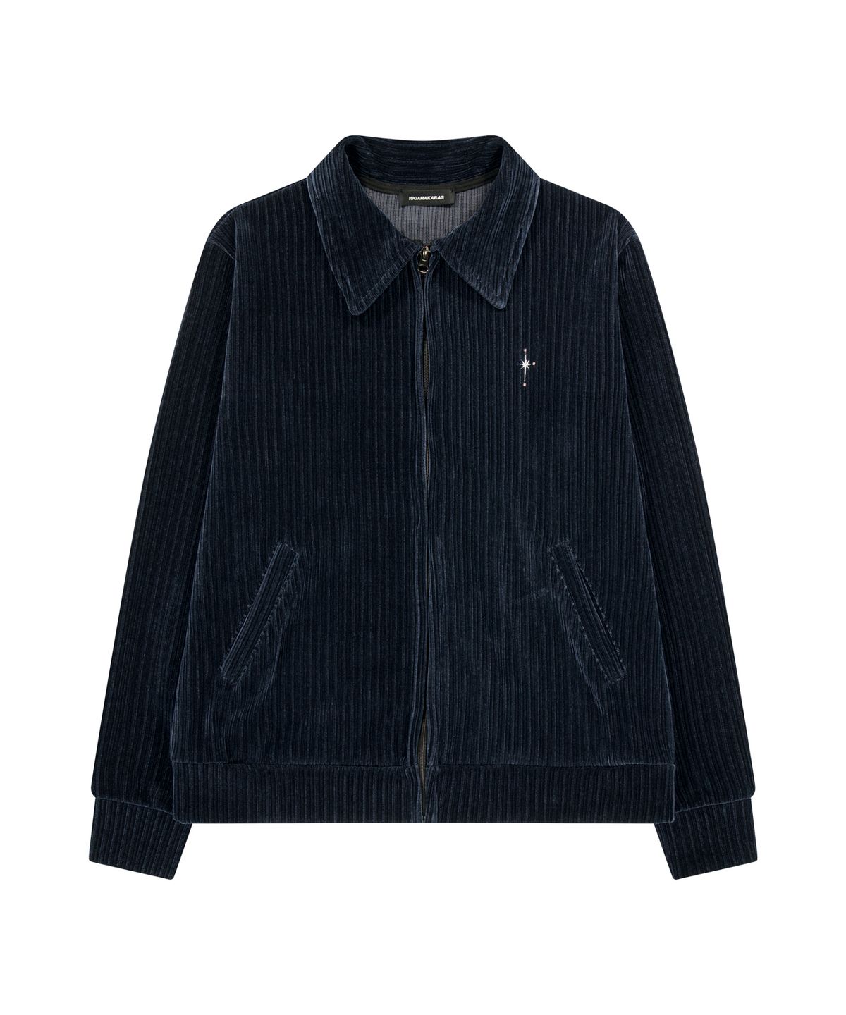 이우가마카라스(IUGAMAKARAS) Velour Collar Zip-Up Jacket (Navy)