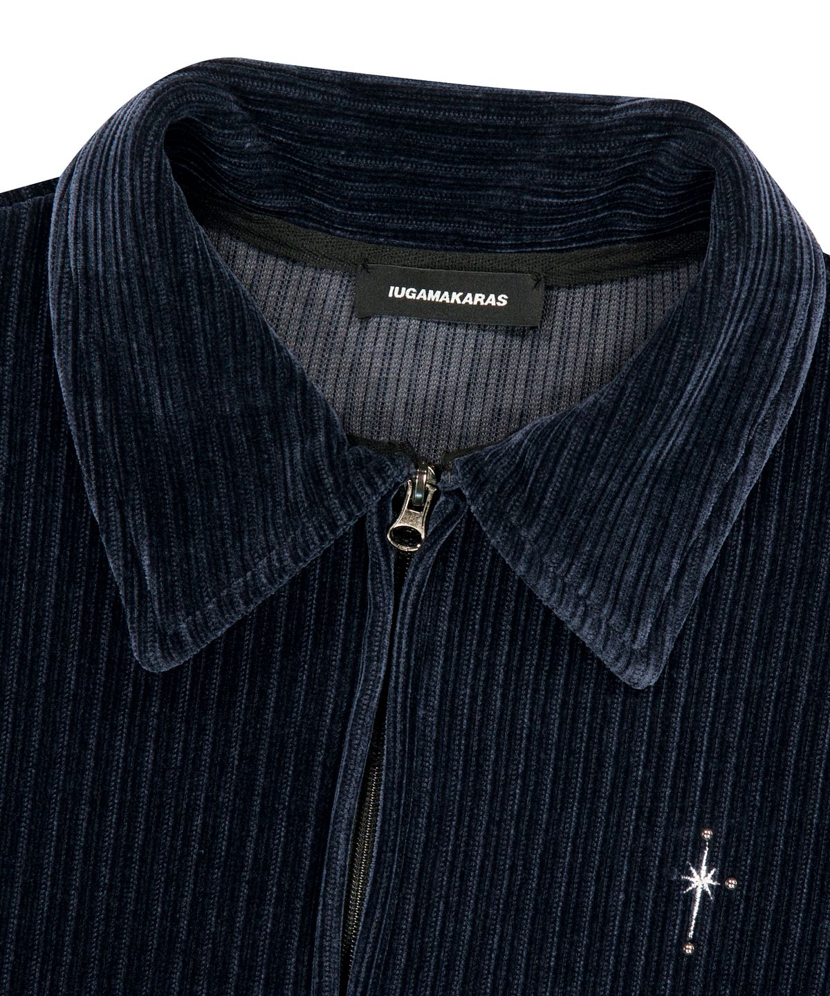 이우가마카라스(IUGAMAKARAS) Velour Collar Zip-Up Jacket (Navy)