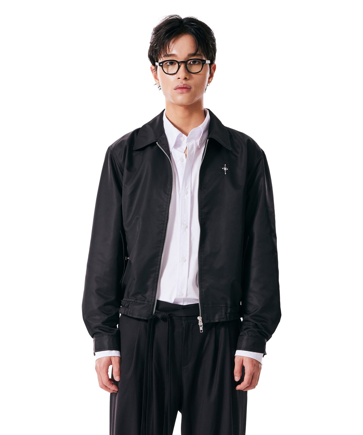 이우가마카라스(IUGAMAKARAS) Nylon Bomber Jacket (Black)