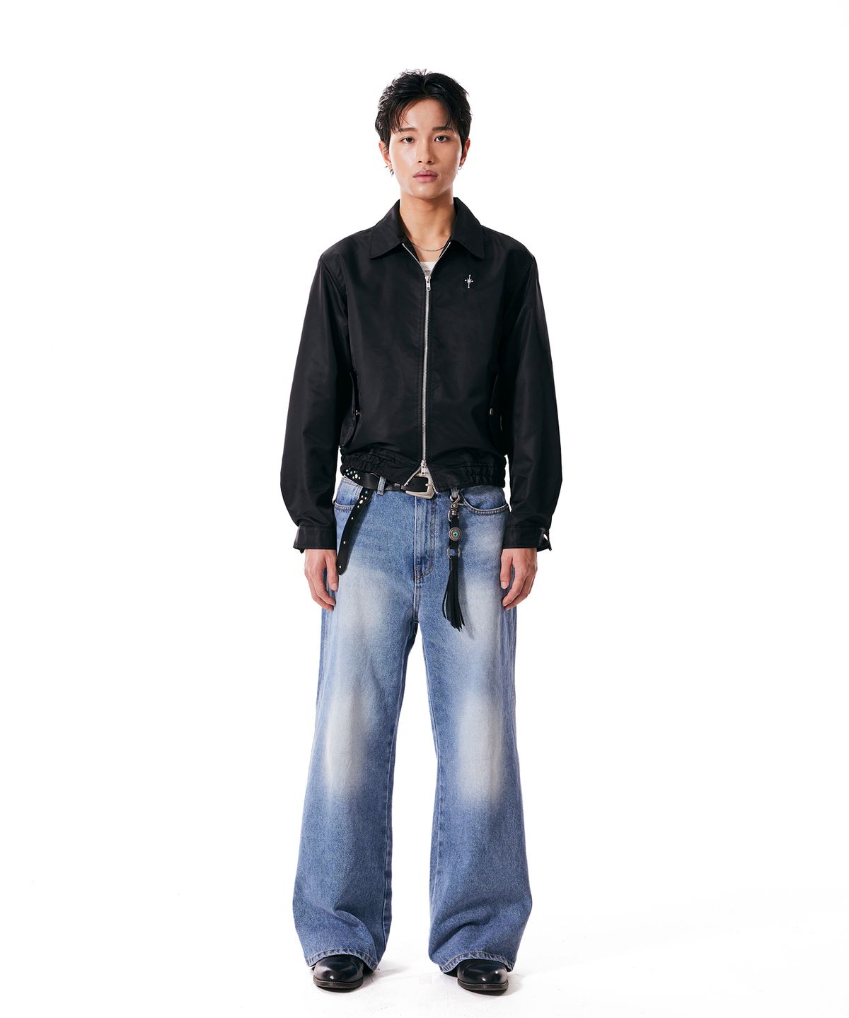 이우가마카라스(IUGAMAKARAS) Nylon Bomber Jacket (Black)