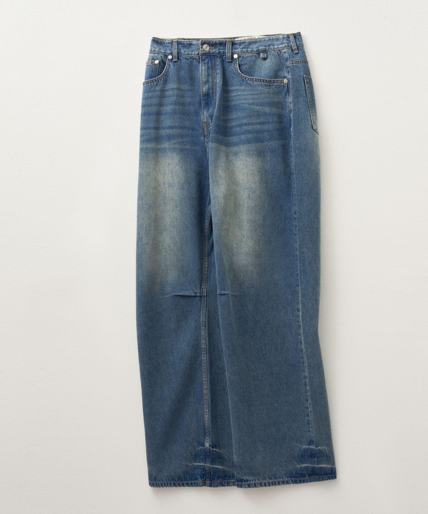 MUSINSA | SATUR Creased hemline wide denim pants union washed