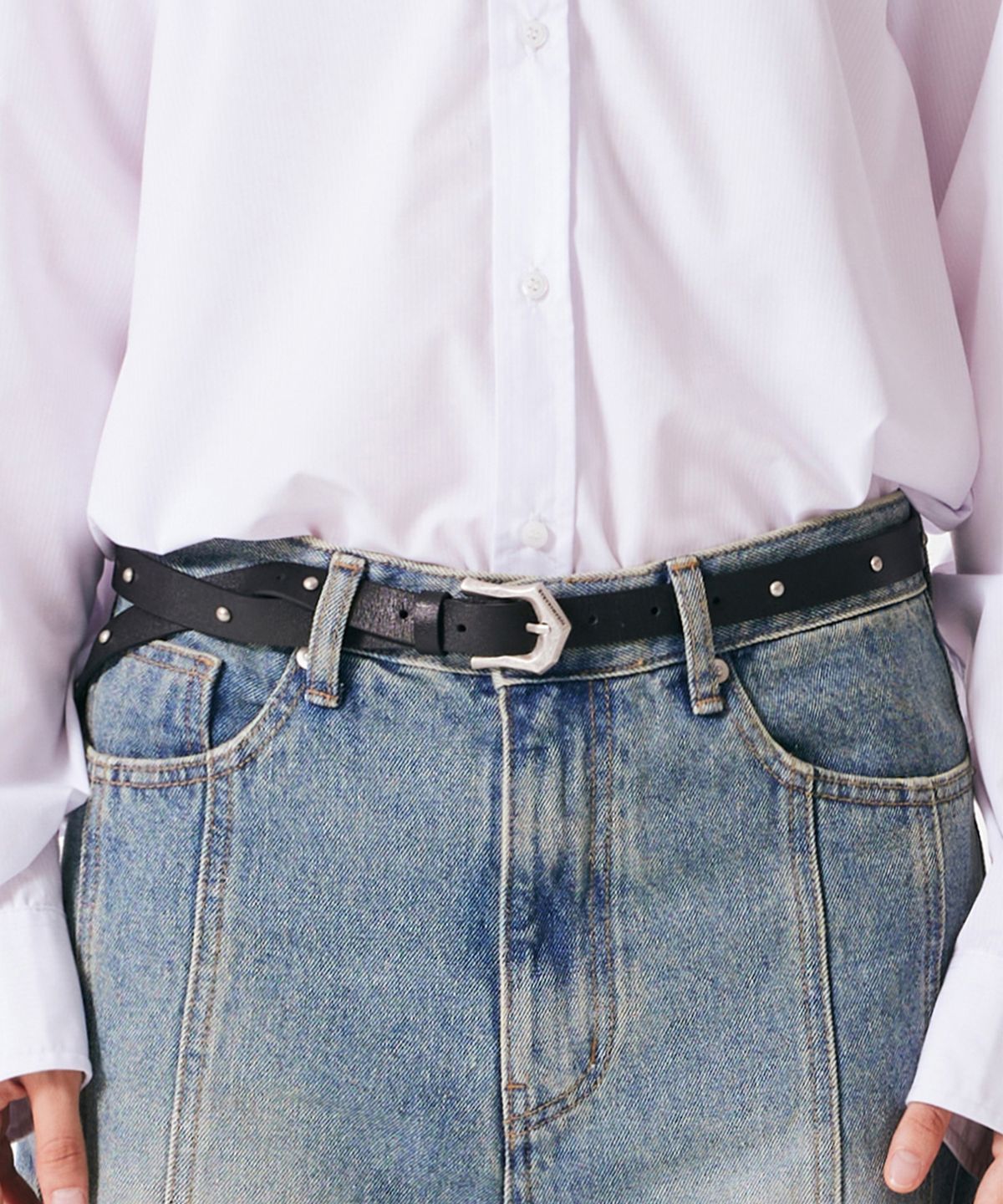 이우가마카라스(IUGAMAKARAS) Studded Bumpy Buckle Belt (20mm)