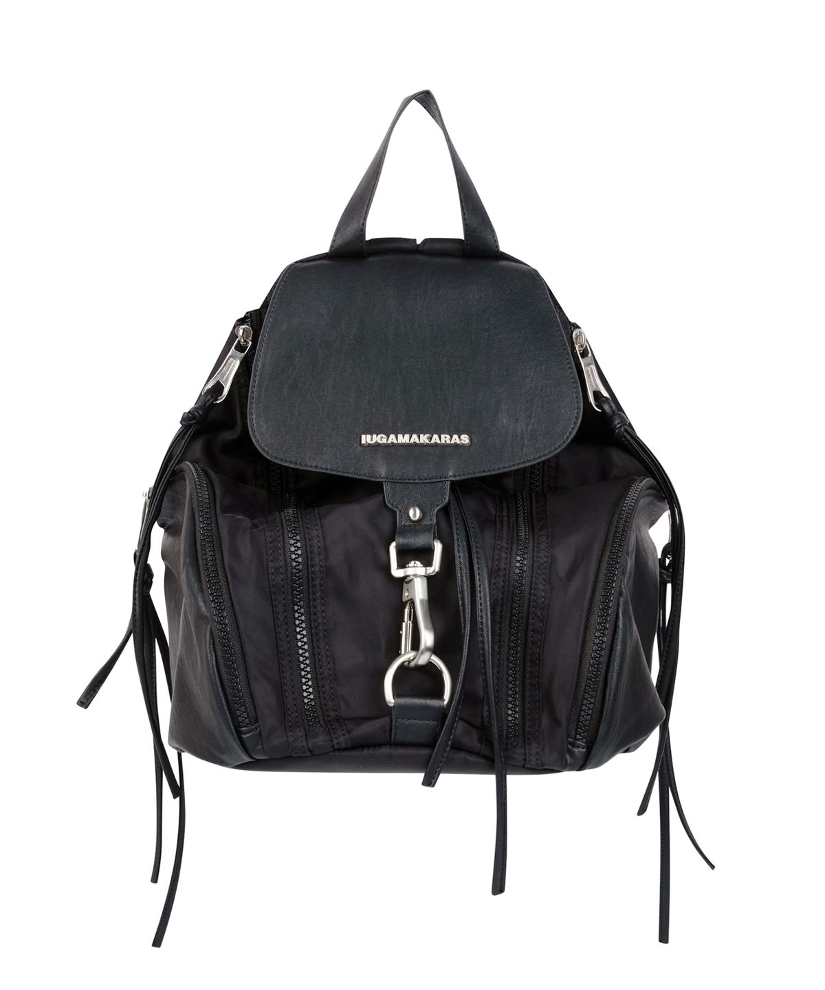 이우가마카라스(IUGAMAKARAS) Carabiner Nylon Backpack (Black)