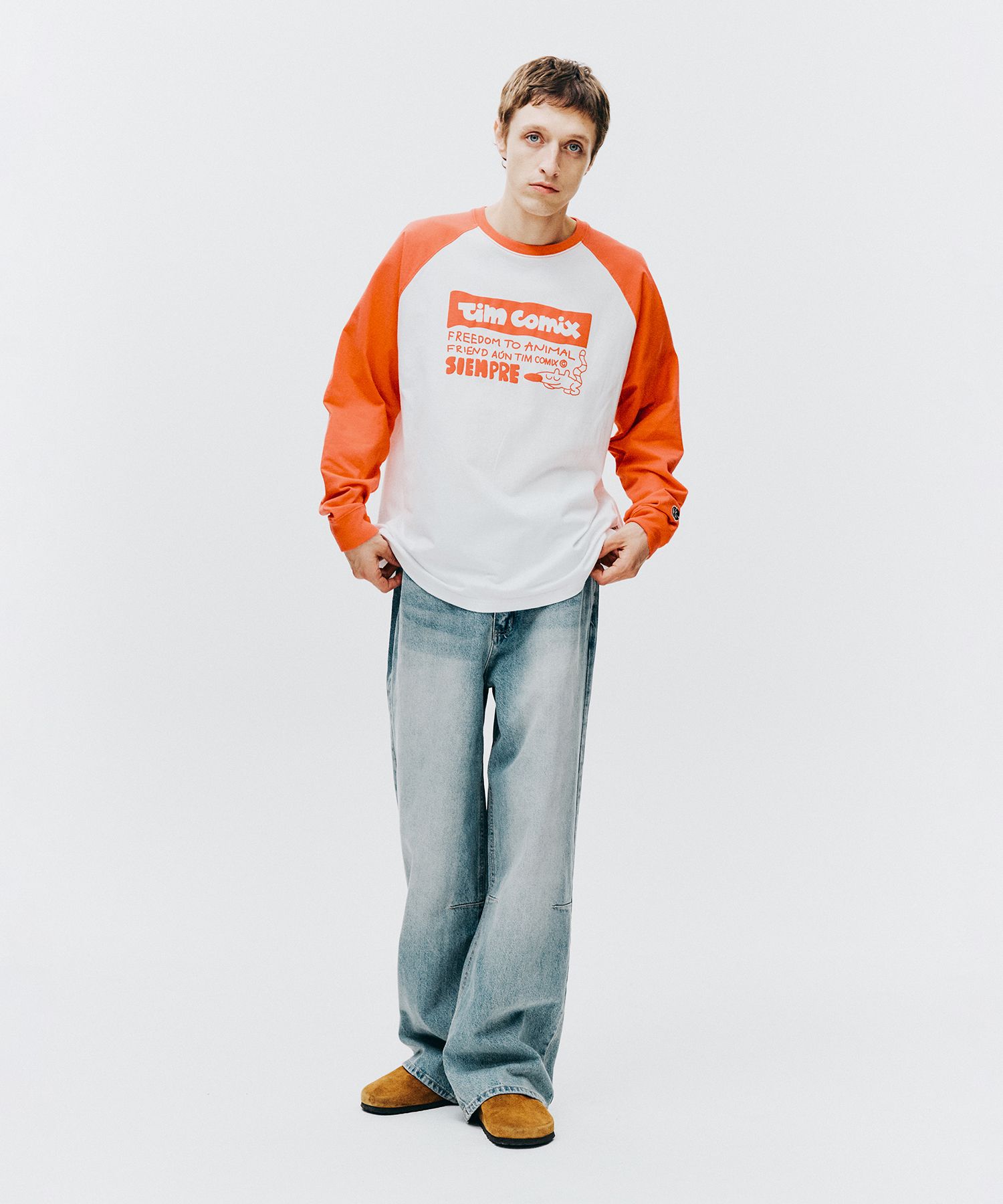 ★TIMCOMIX★ Siempre Animal Raglan Long Sleeve Brown MUSINSA | TIMCOMIX Siempre Animal Raglan Long Sleeve_Orange