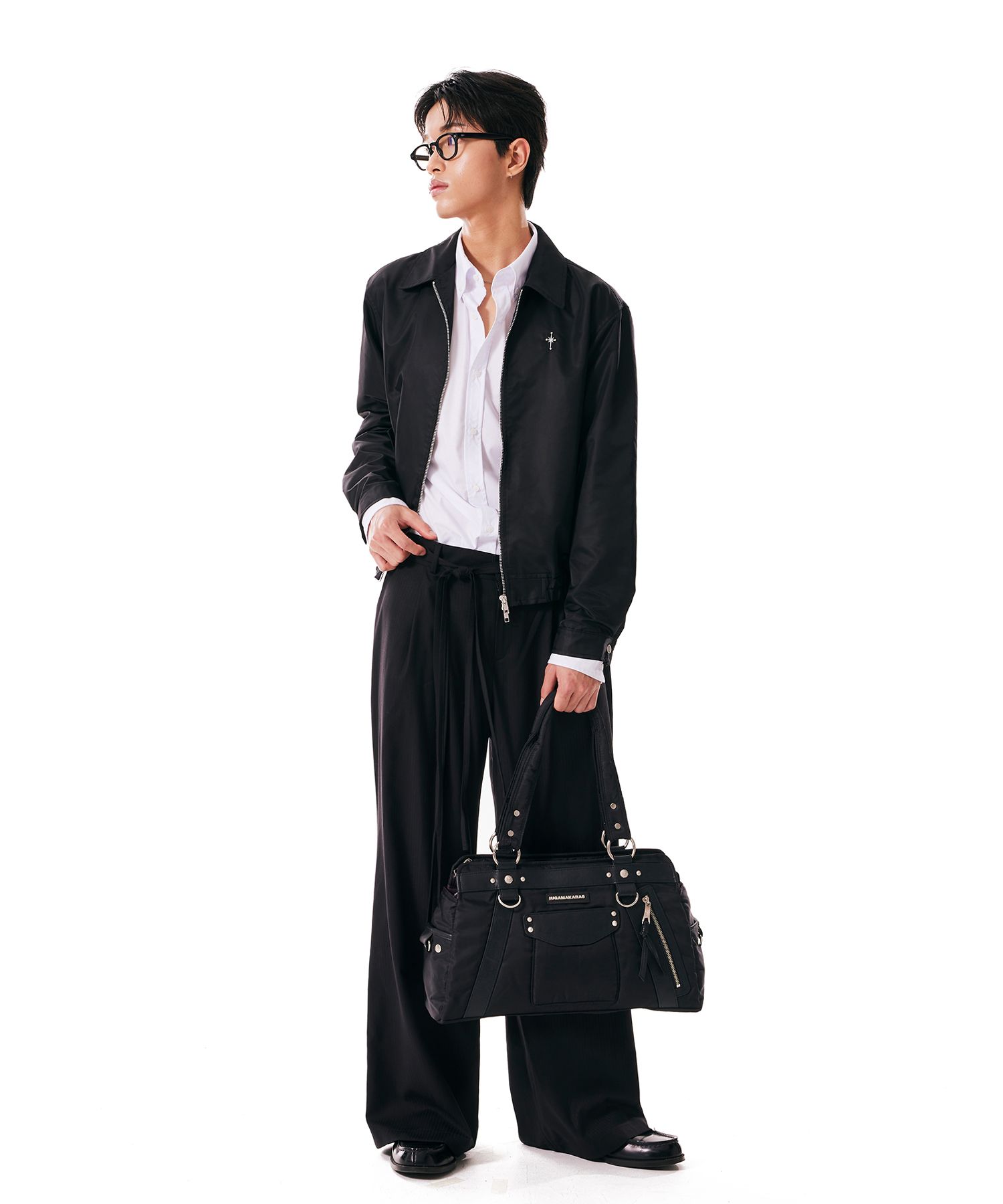 韓国商品/IGUAMAKARAS Studded Nylon Shoulder Bag MUSINSA公式 | IUGAMAKARAS Studded Nylon Shoulder Bag (Black)