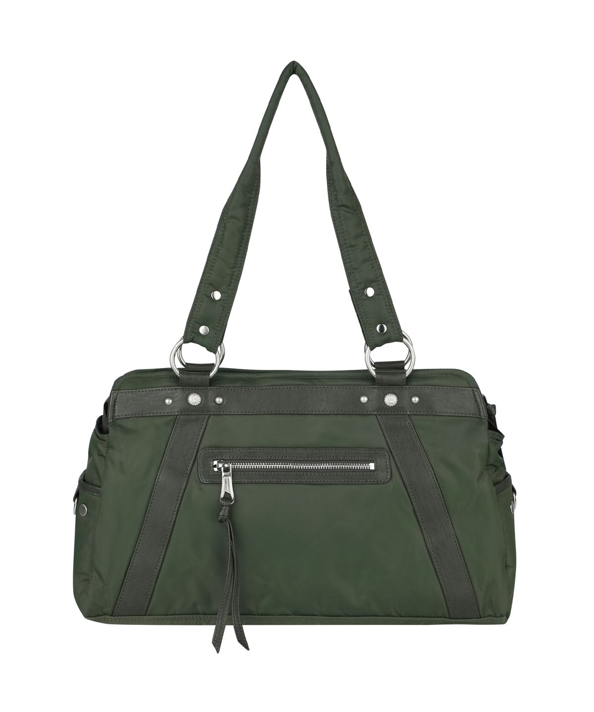 이우가마카라스(IUGAMAKARAS) Studded Nylon Shoulder Bag (Khaki)