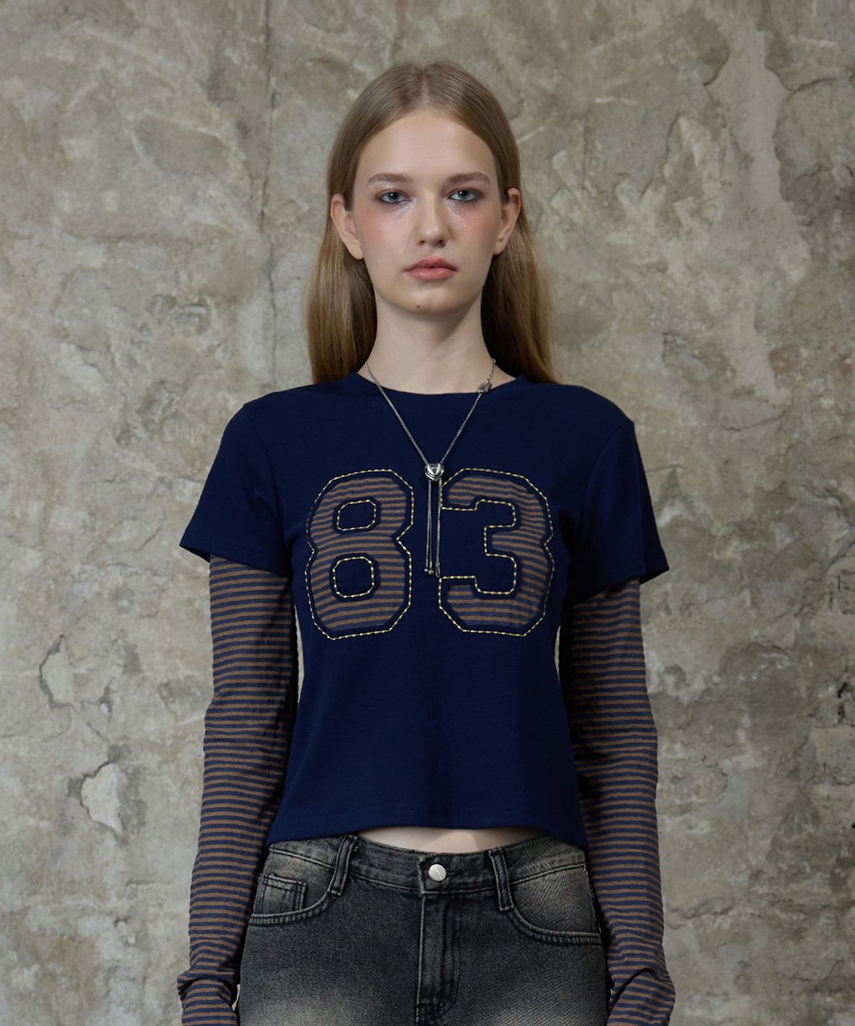 라티젠(LARTIGENT) L13 STRIPE T-SHIRT(NAVY)