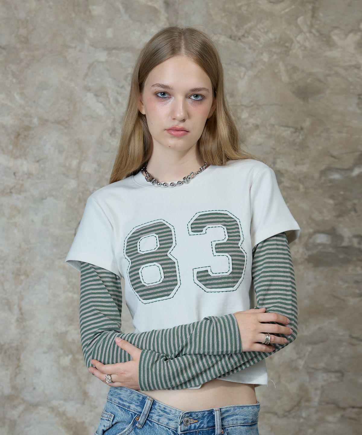 라티젠(LARTIGENT) L13 STRIPE T-SHIRT(IVORY)