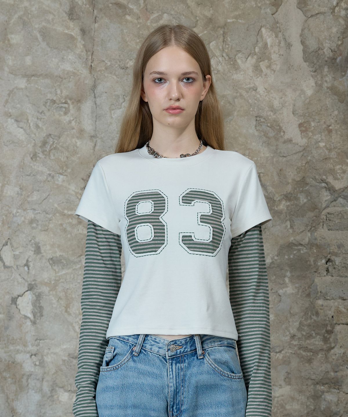 라티젠(LARTIGENT) L13 STRIPE T-SHIRT(IVORY)