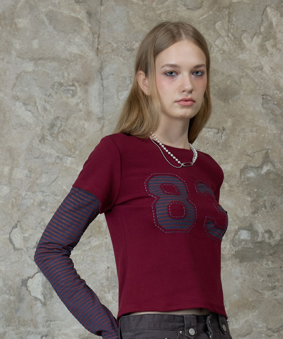 라티젠(LARTIGENT) L13 STRIPE T-SHIRT(WINE)