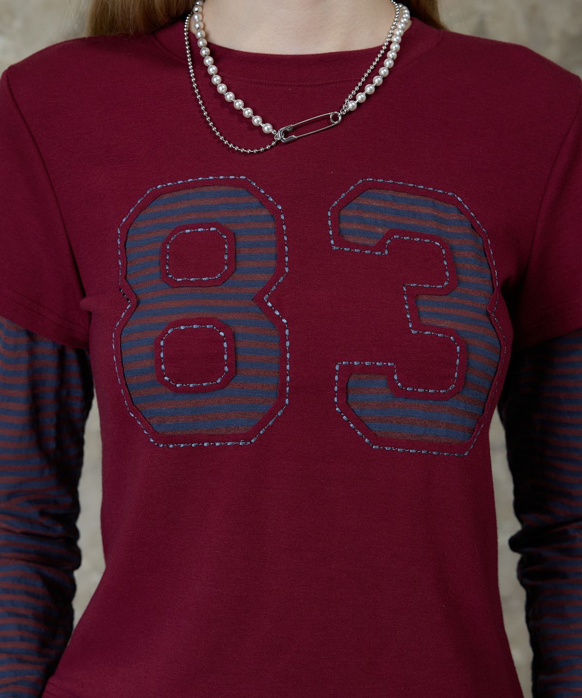 라티젠(LARTIGENT) L13 STRIPE T-SHIRT(WINE)