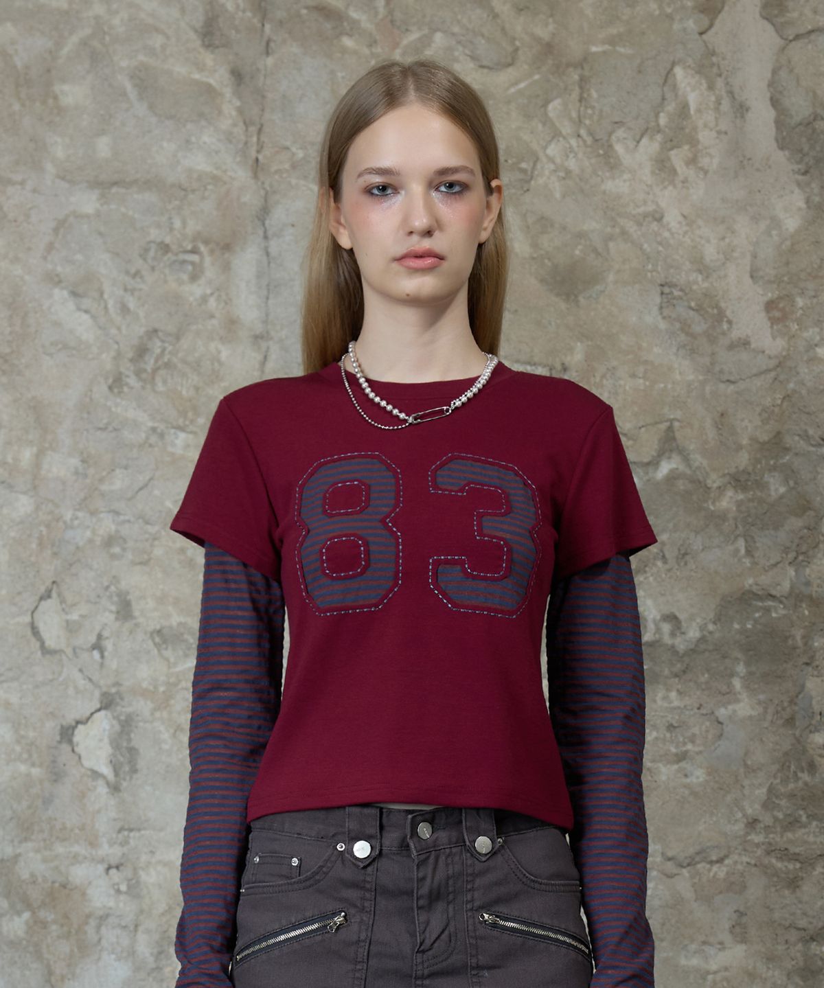 라티젠(LARTIGENT) L13 STRIPE T-SHIRT(WINE)