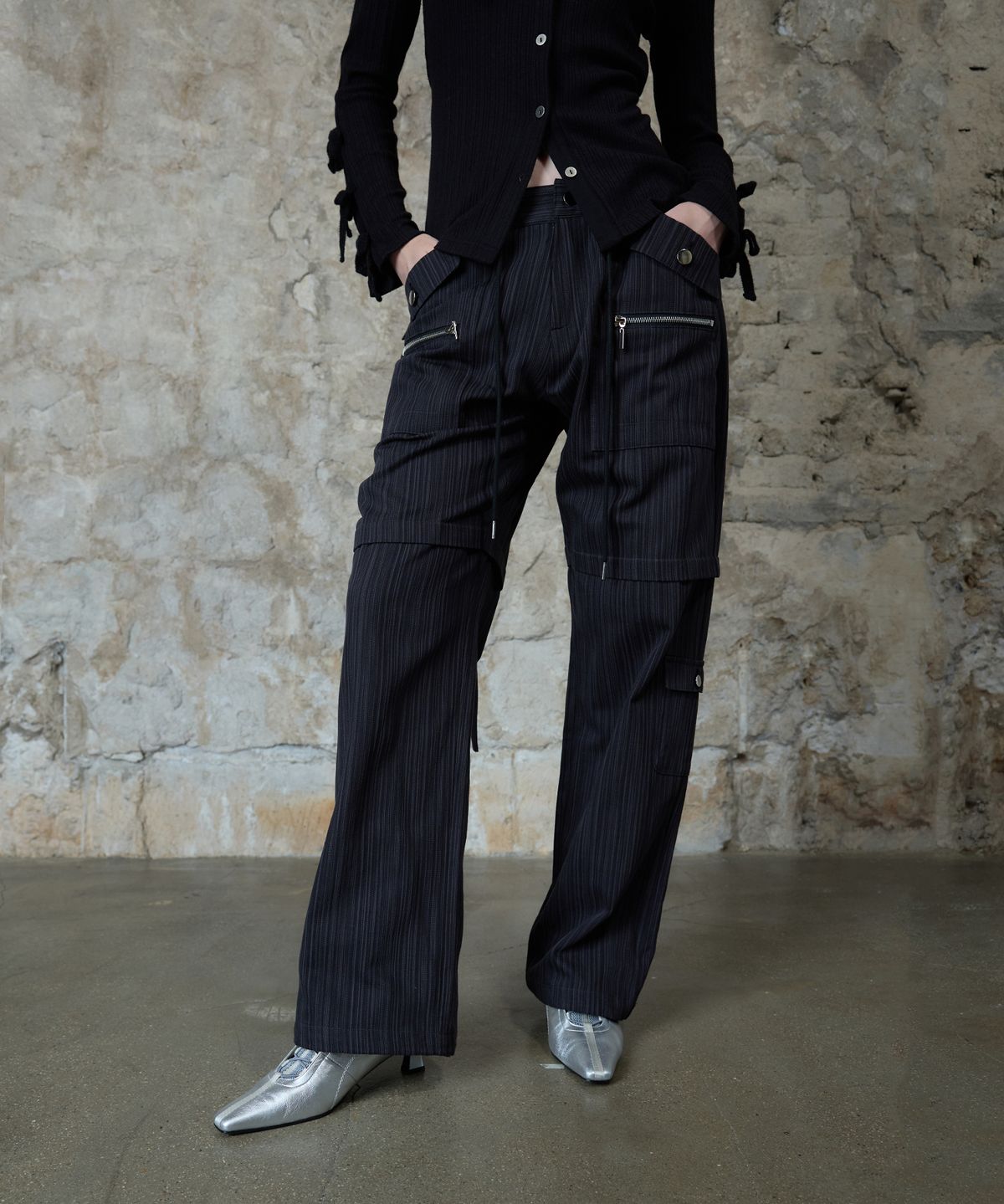 라티젠(LARTIGENT) L13 STRIPE STRING PANTS(BLACK)