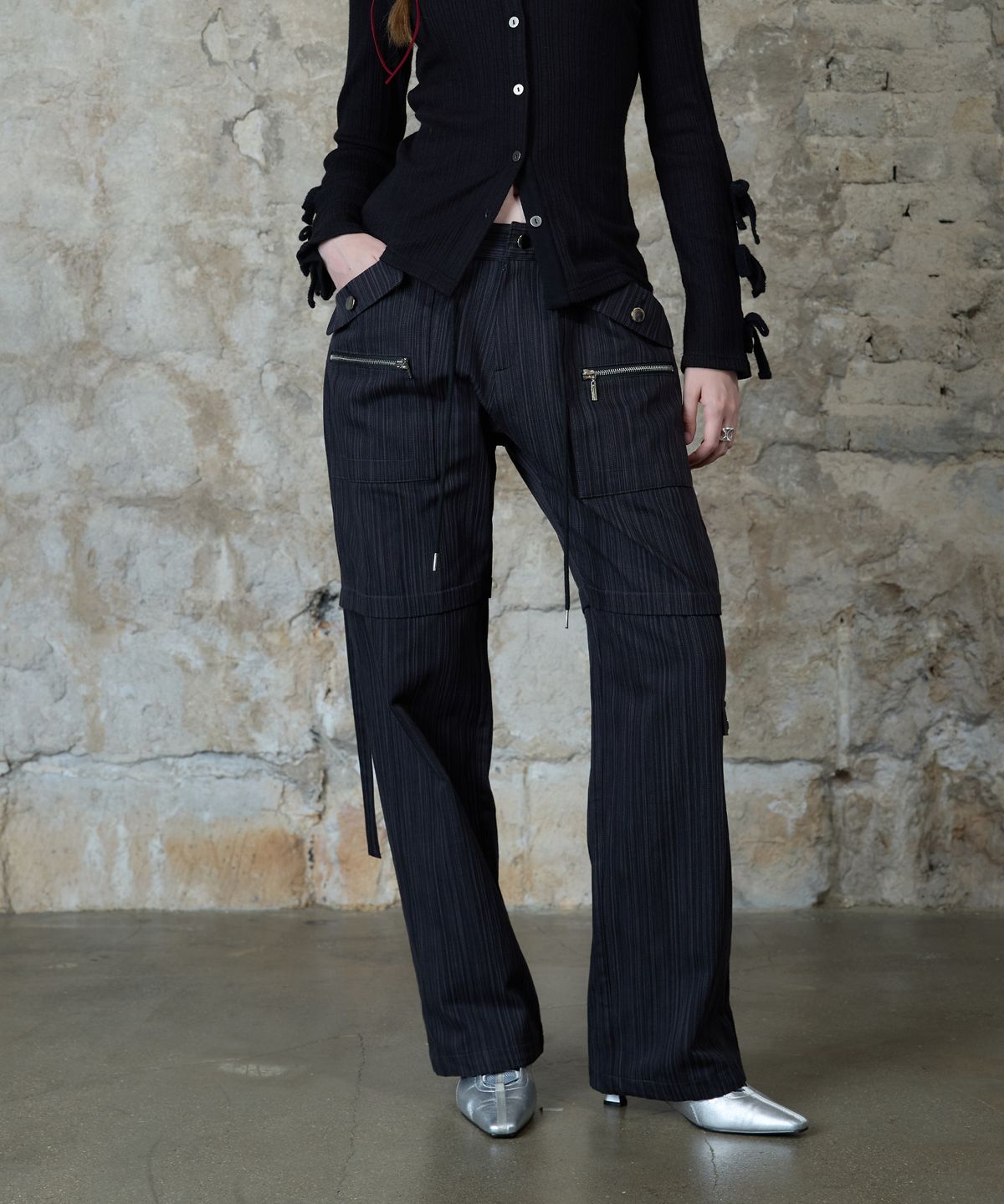 라티젠(LARTIGENT) L13 STRIPE STRING PANTS(BLACK)