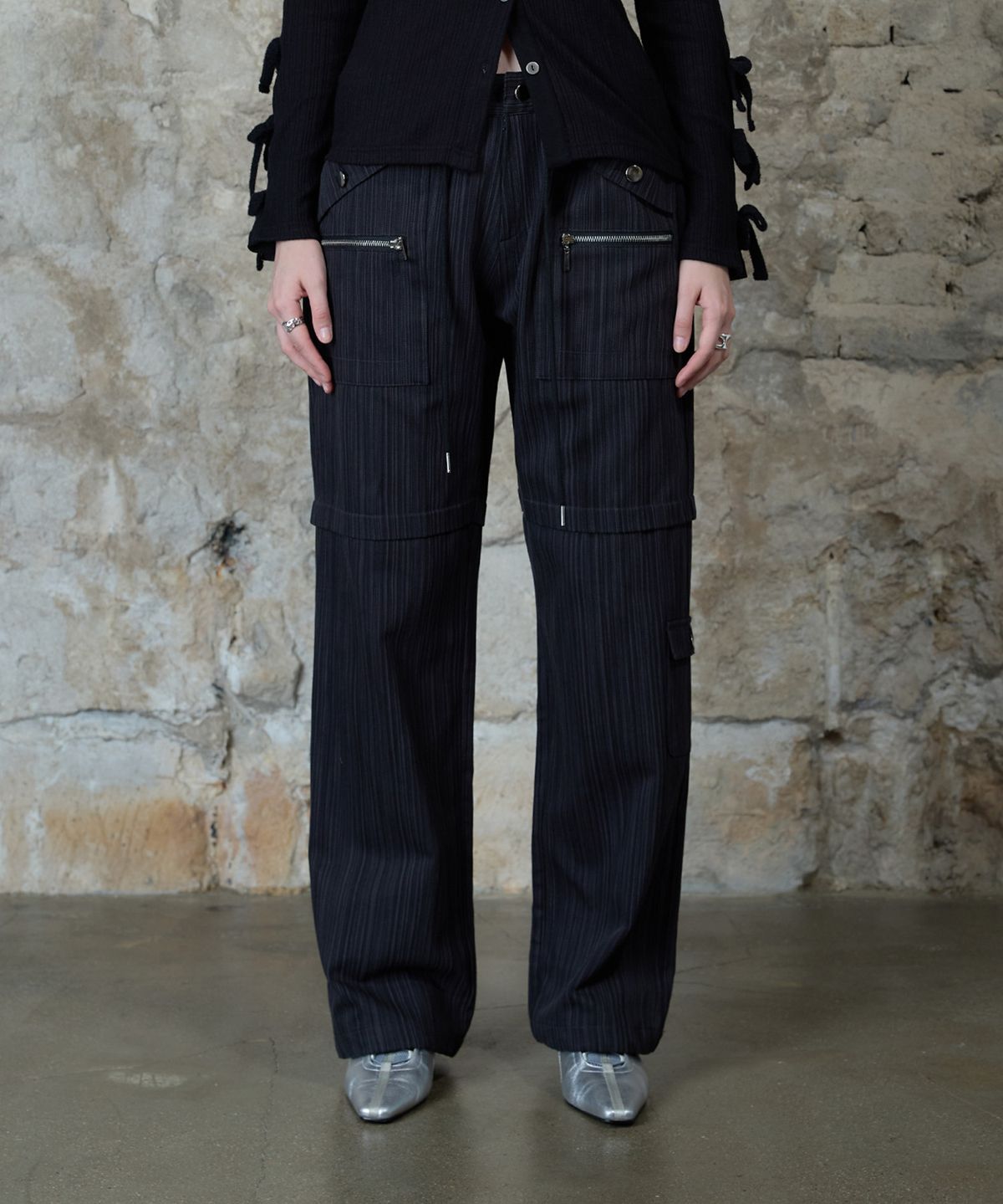 라티젠(LARTIGENT) L13 STRIPE STRING PANTS(BLACK)