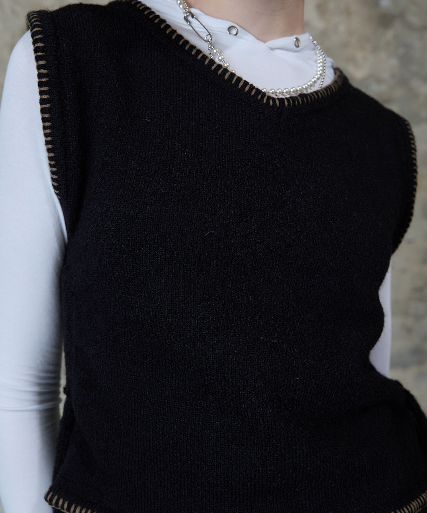LARTIGENT ♥ L13 KNIT VEST /追跡付 MUSINSA | LARTIGENT L13 KNIT VEST(BLACK)
