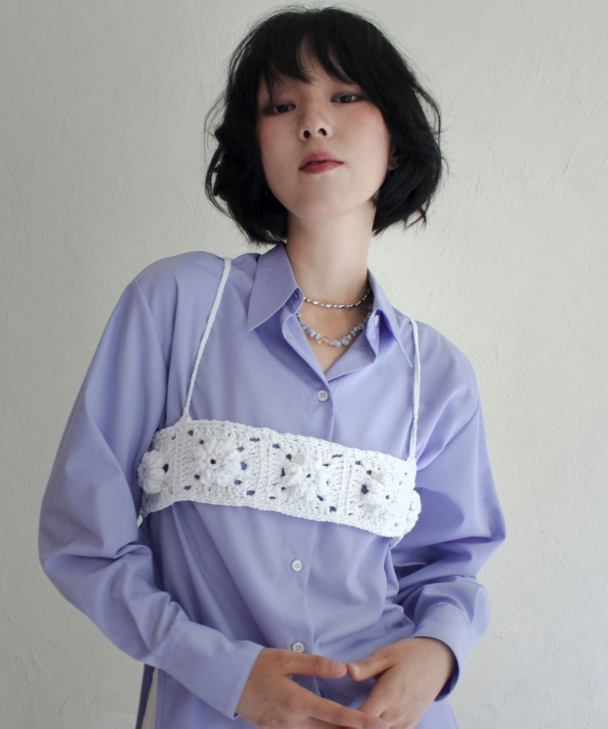루바티(RUBATI) 핸드메이드 크로쉐 플라워 뷔스티에_화이트