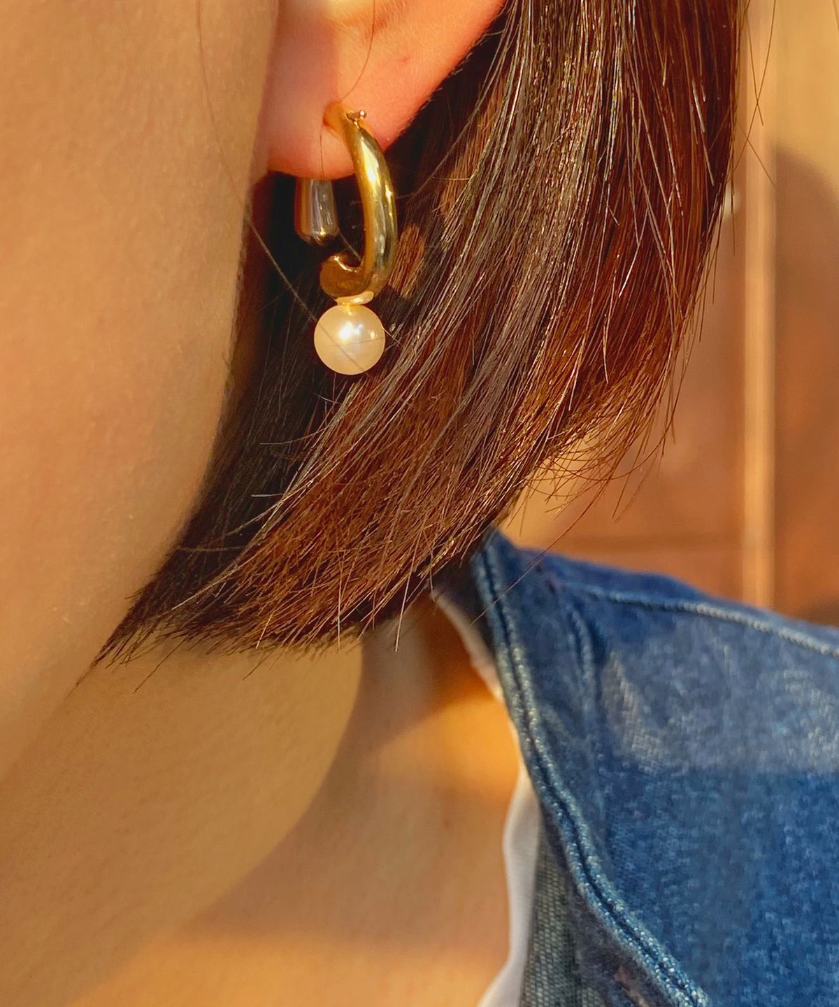 쿠도스(KUDOS) Two-Tone Pearl Earrings