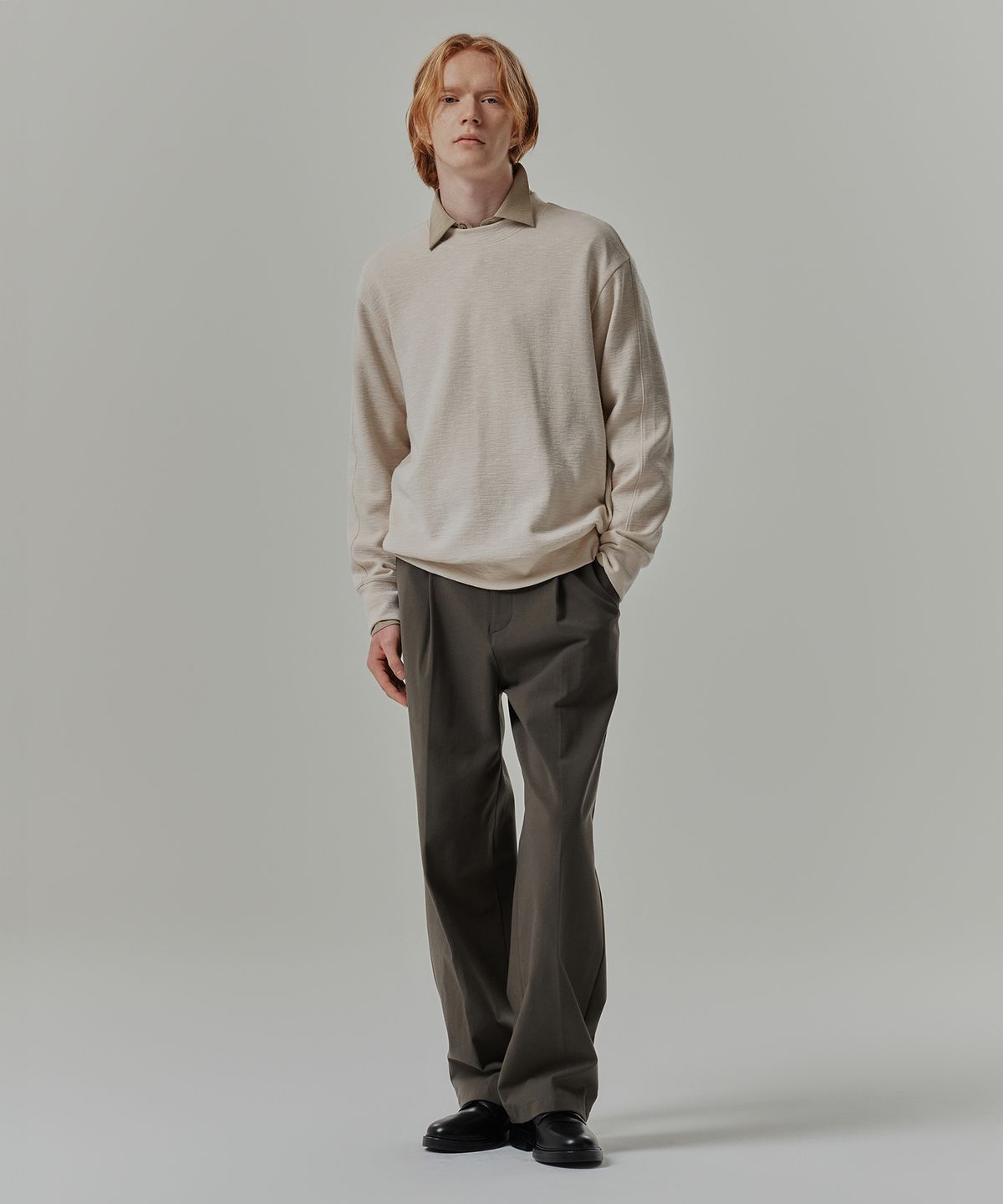 마인드브릿지(MINDBRIDGE) [COUTURE]조직변형오버핏맨투맨 - 2color MYTS6170