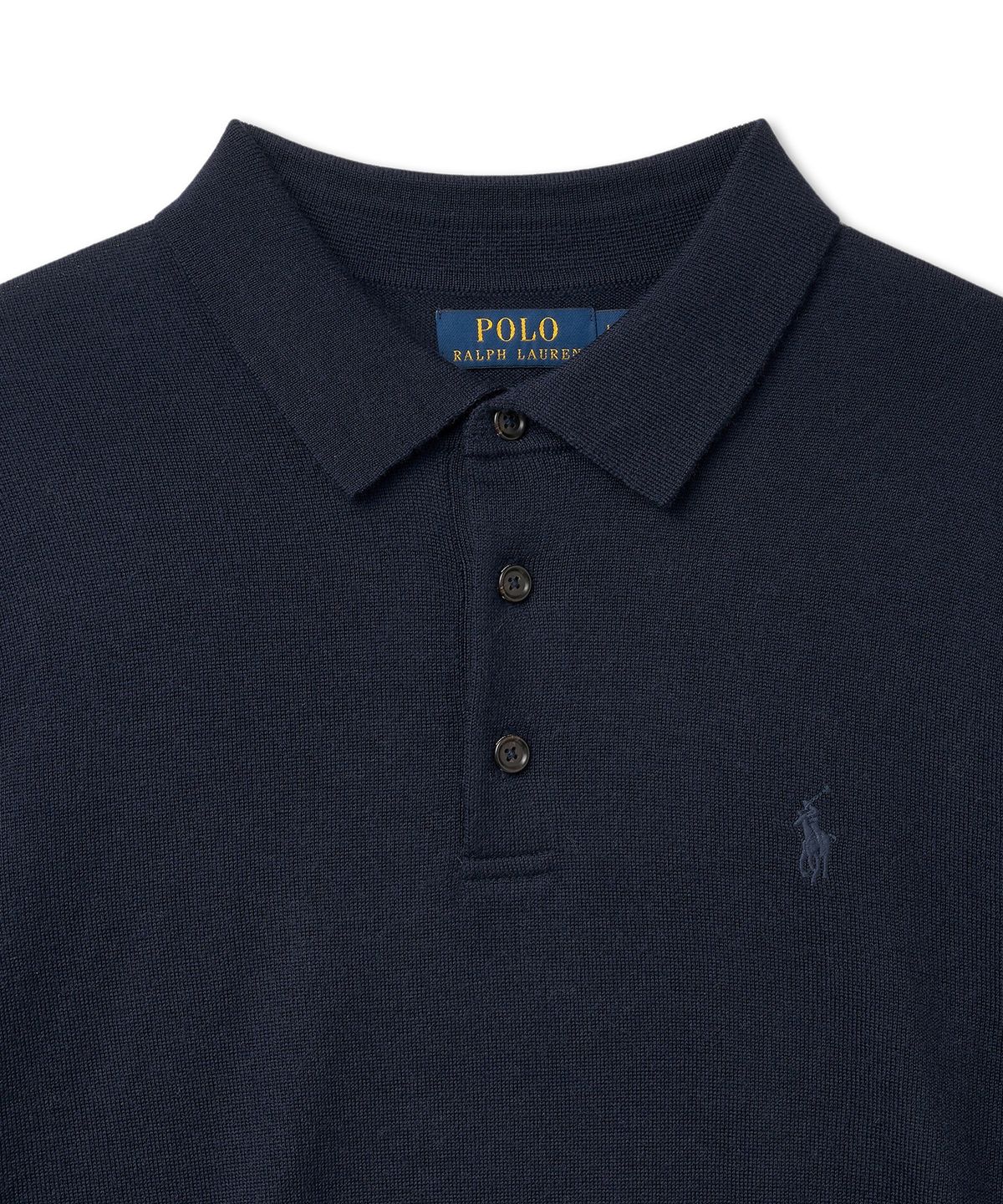 폴로 랄프 로렌(POLO RALPH LAUREN) 울 폴로 칼라 스웨터-블루