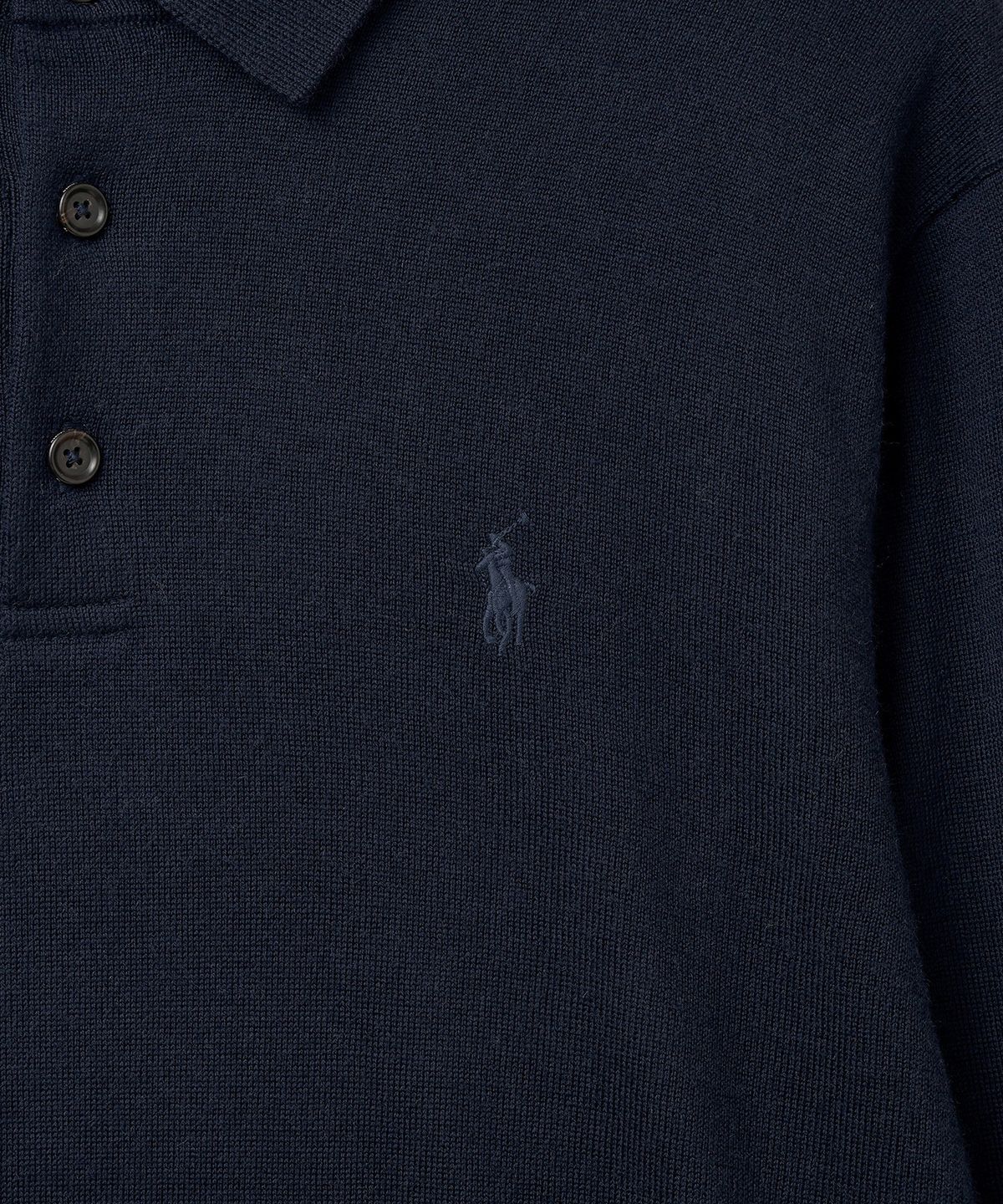 폴로 랄프 로렌(POLO RALPH LAUREN) 울 폴로 칼라 스웨터-블루