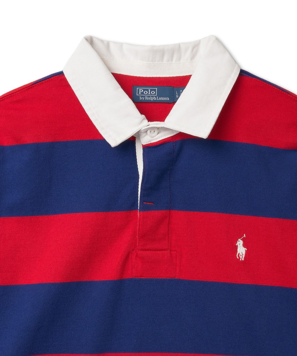 폴로 랄프 로렌(POLO RALPH LAUREN) W 스트라이프 크롭 저지 럭비 셔츠-레드