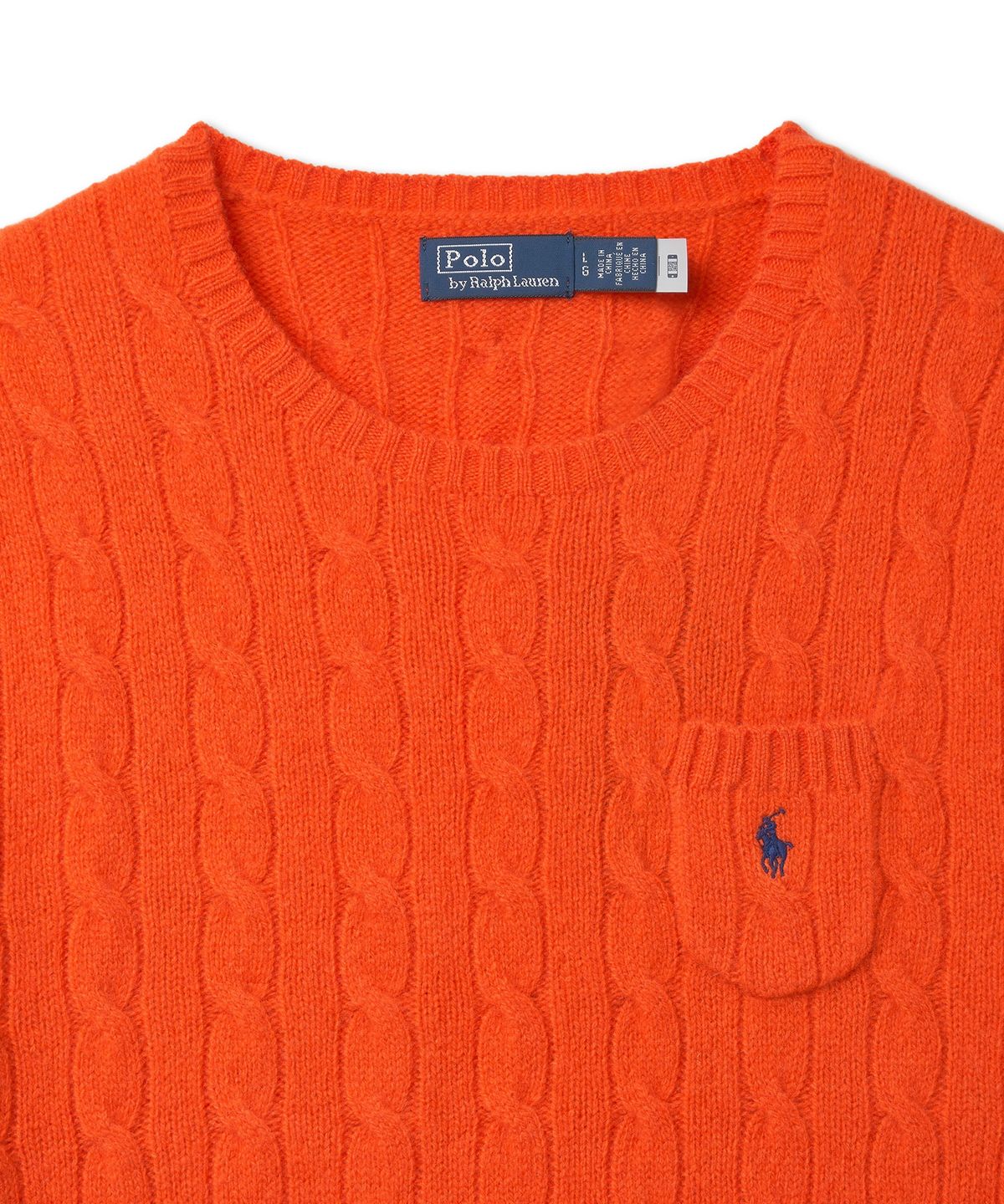 폴로 랄프 로렌(POLO RALPH LAUREN) W 케이블 울 캐시미어 숏 슬리브 스웨터-오렌지