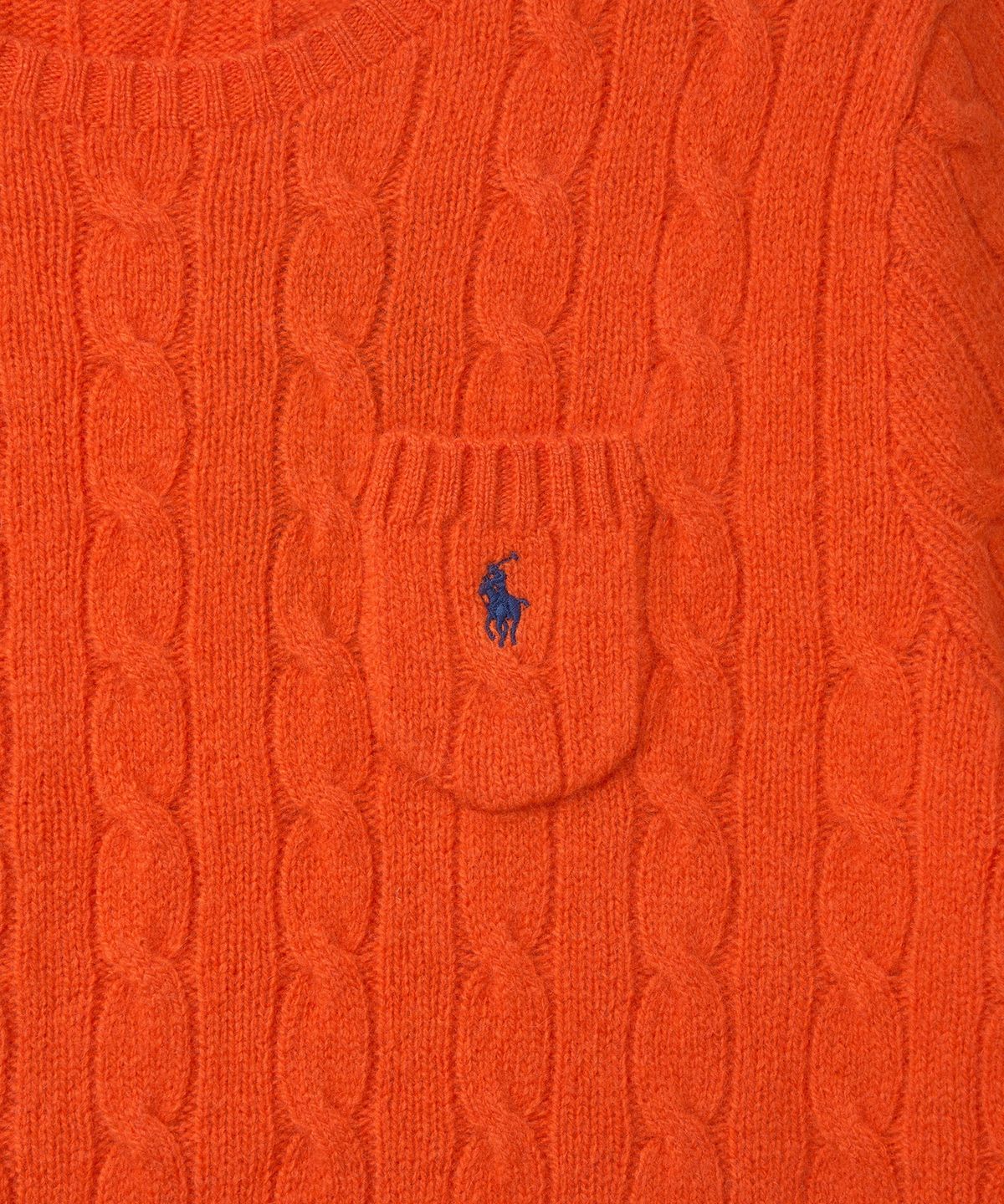 폴로 랄프 로렌(POLO RALPH LAUREN) W 케이블 울 캐시미어 숏 슬리브 스웨터-오렌지
