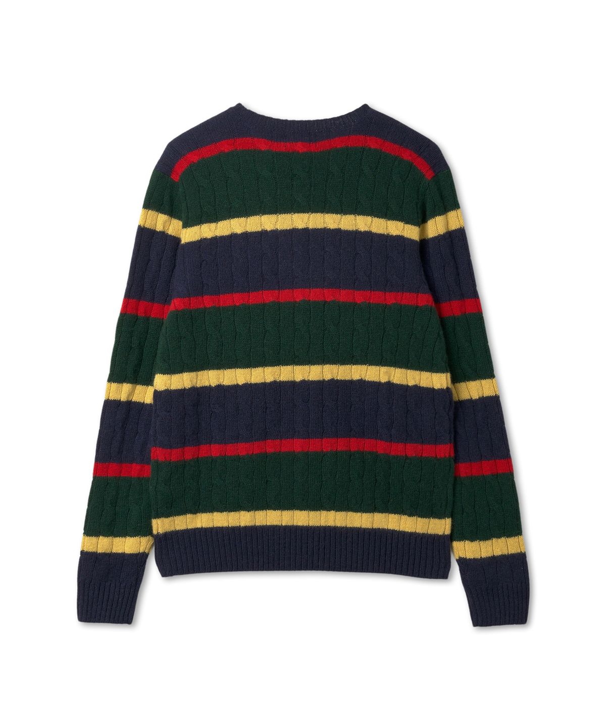 폴로 랄프 로렌(POLO RALPH LAUREN) W 스트라이프 케이블 니트 울 캐시미어 스웨터-멀티컬러