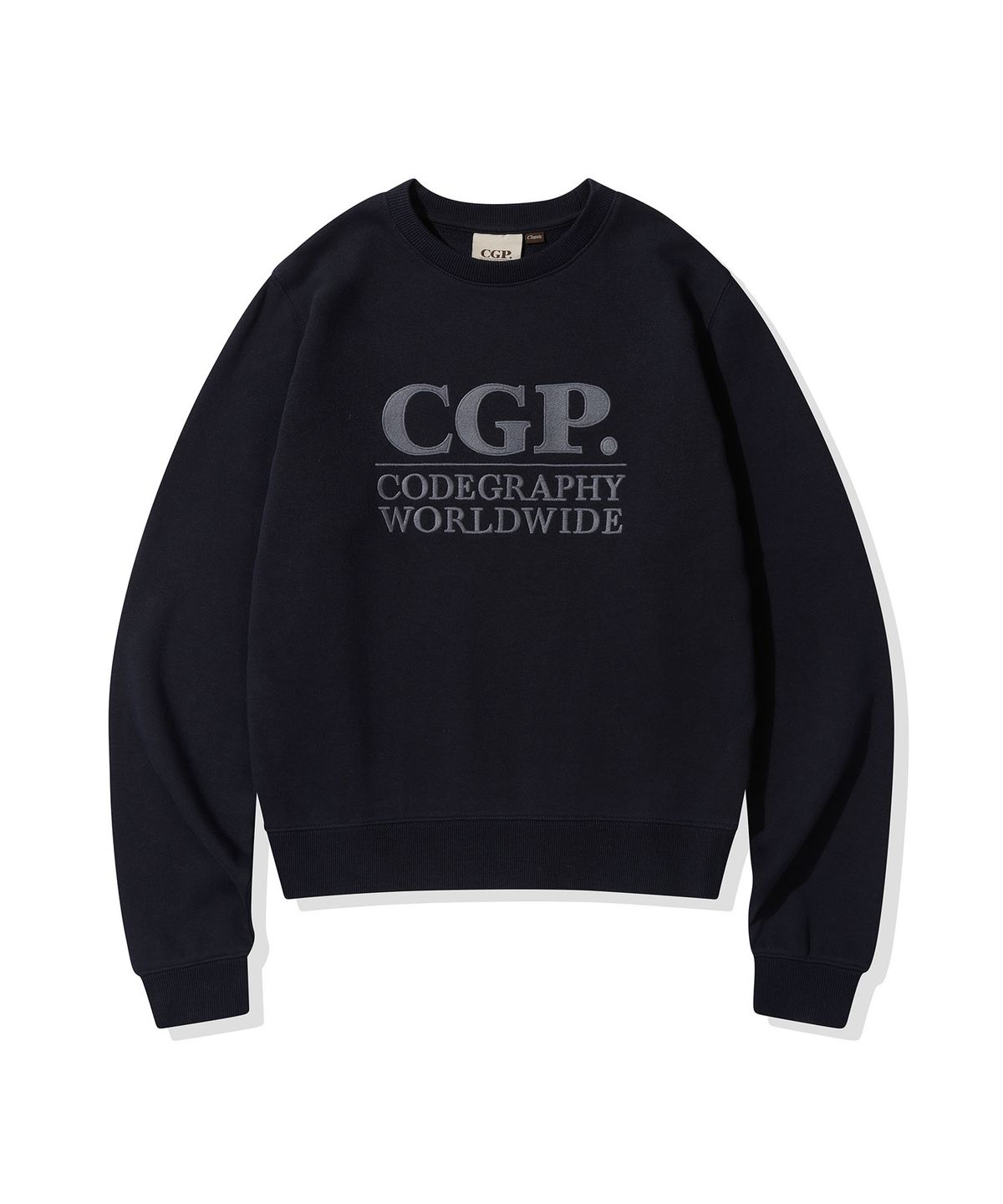 코드그라피(CGP) (우먼) 스퀘어 로고 맨투맨_다크네이비