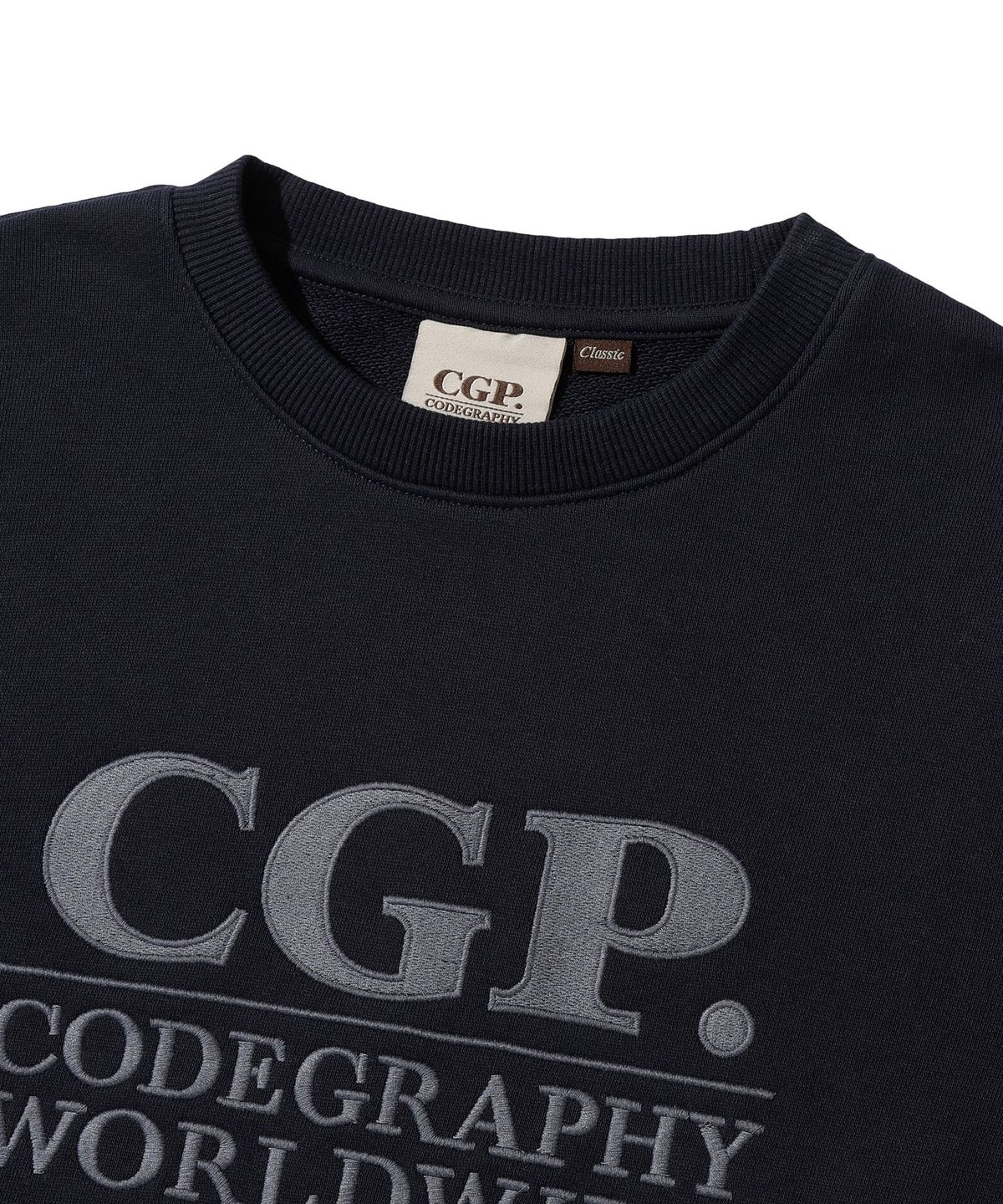 코드그라피(CGP) (우먼) 스퀘어 로고 맨투맨_다크네이비