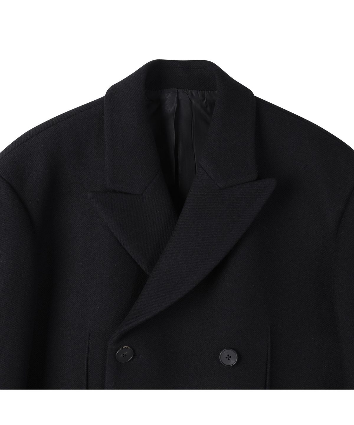 래코드(RECODE) Oversized Maxi Double Half Coat_RKCAW24600BKX
