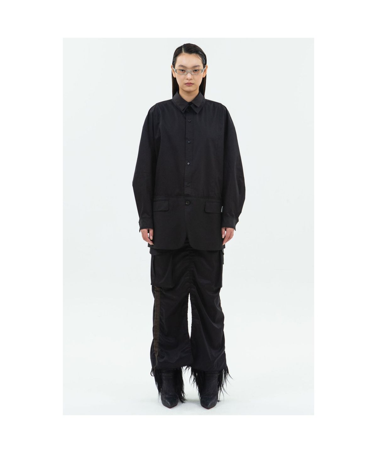 래코드(RECODE) Over fit Jacket Detail Shirt_RQSAA24516BKX