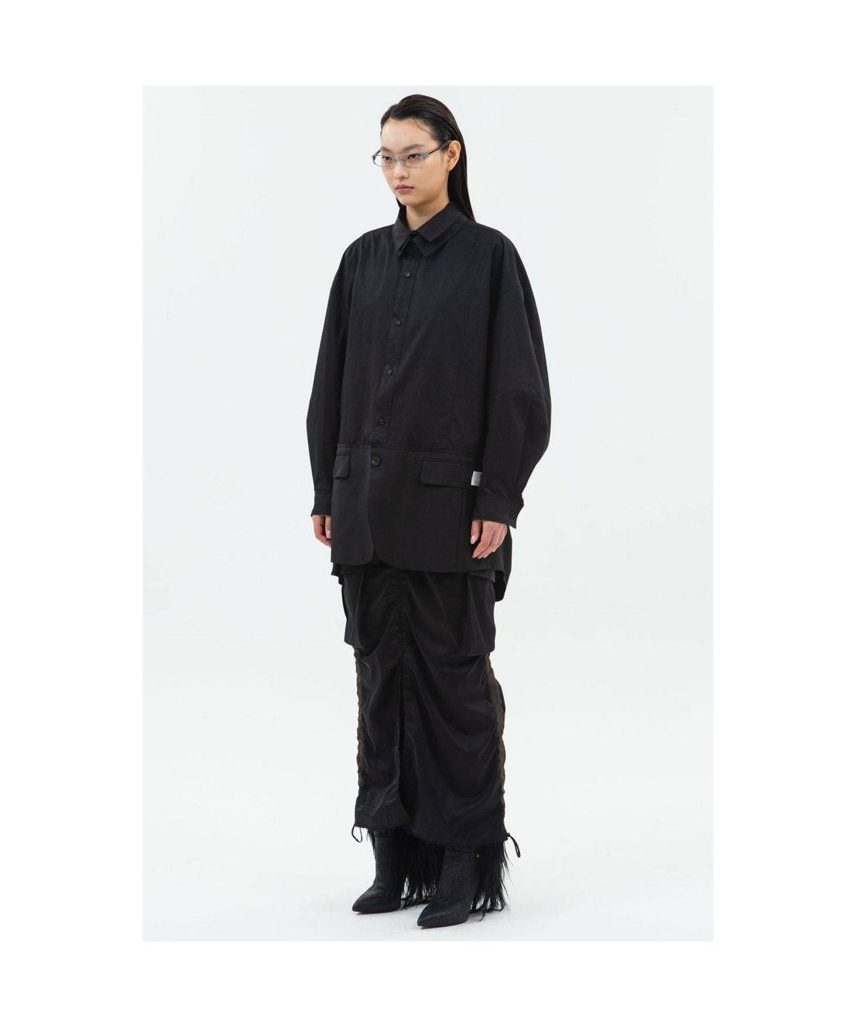 래코드(RECODE) Over fit Jacket Detail Shirt_RQSAA24516BKX